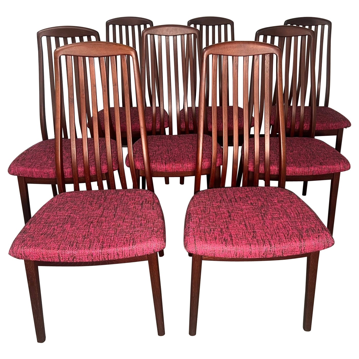 Set Of 8 Mid Century Danish Modern Rosewood Dining Chairs By Schou Andersen For Sale