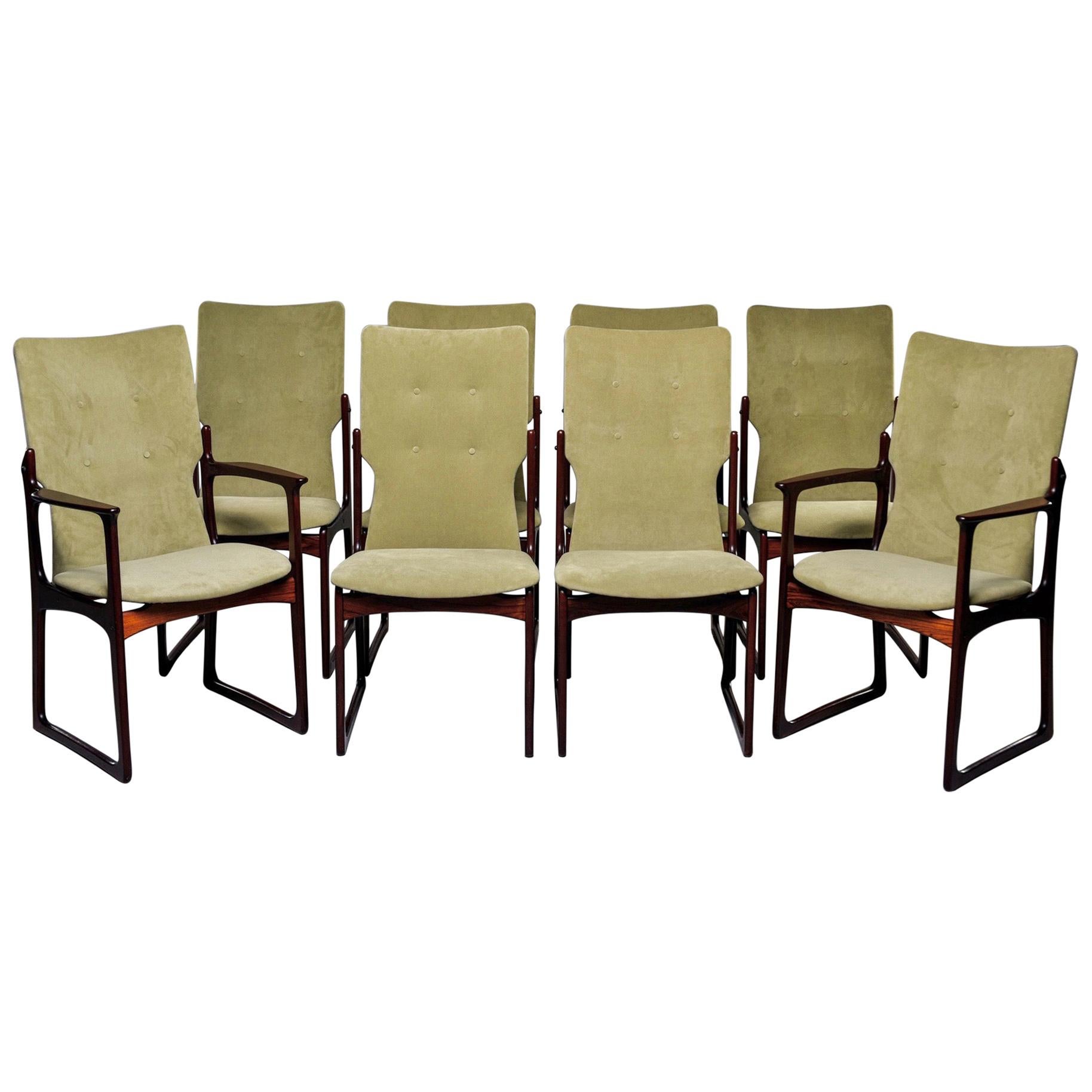 Set of 8 Mid Century Danish Rosewood Dining Chairs by Kurt Ostervig for Vamdrup