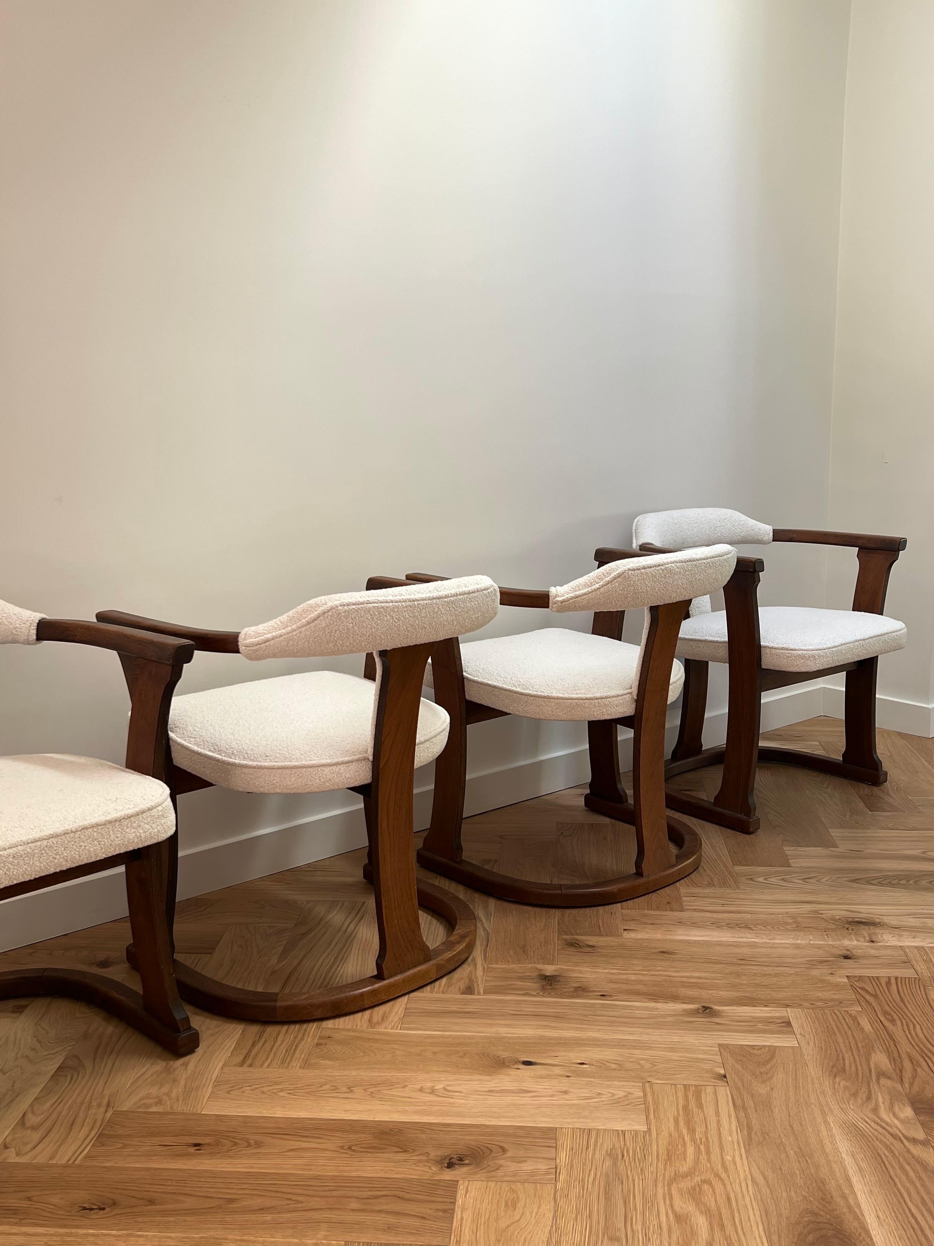 20th Century Set of 8 Mid-Century Danish Teak Dining Chairs Upholstered in New Boucle For Sale