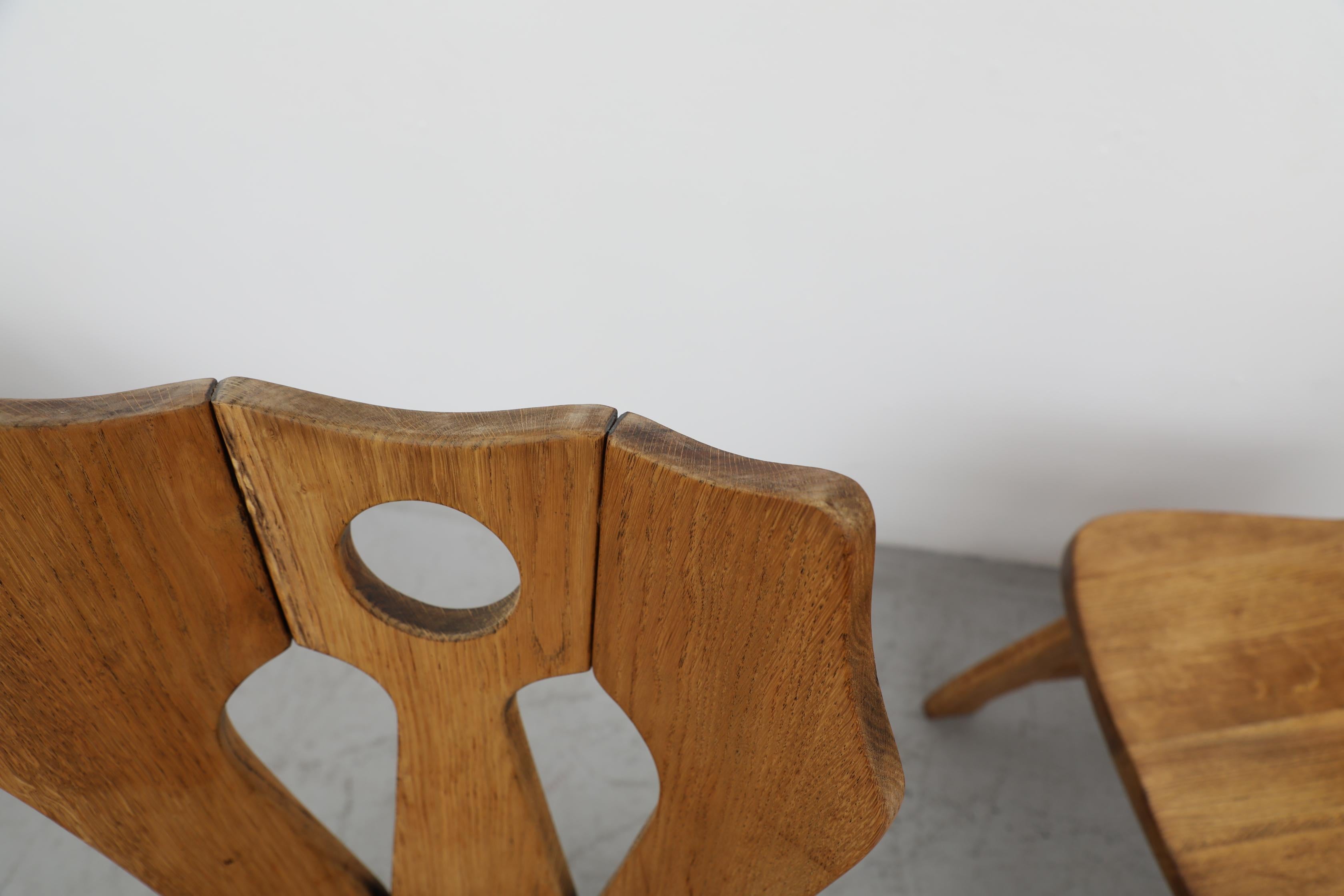 Set of 8 Mid-Century De Puydt Ornate Brutalist Oak Chairs For Sale 4