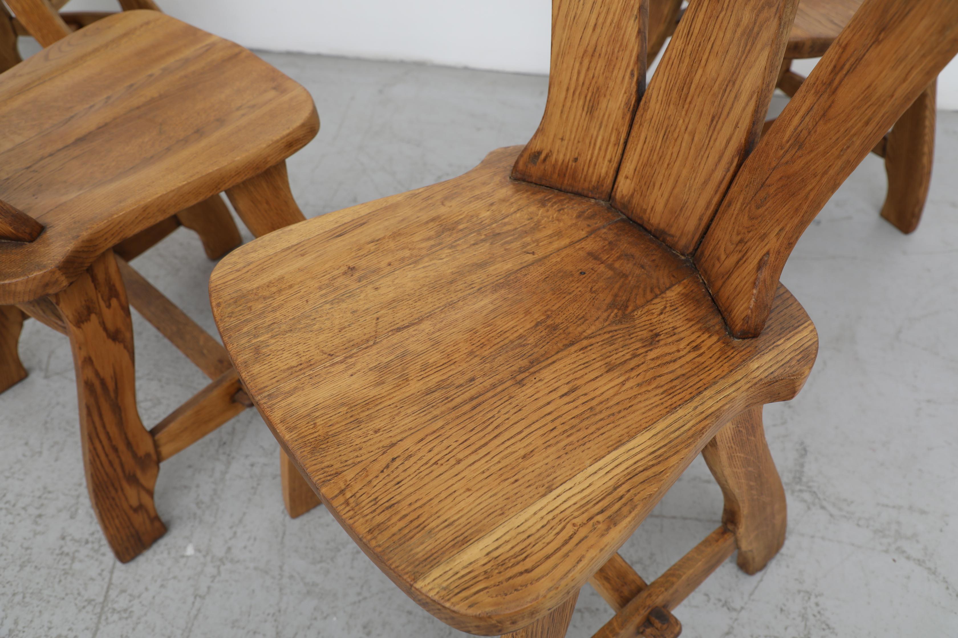 Set of 8 Mid-Century De Puydt Ornate Brutalist Oak Chairs 8