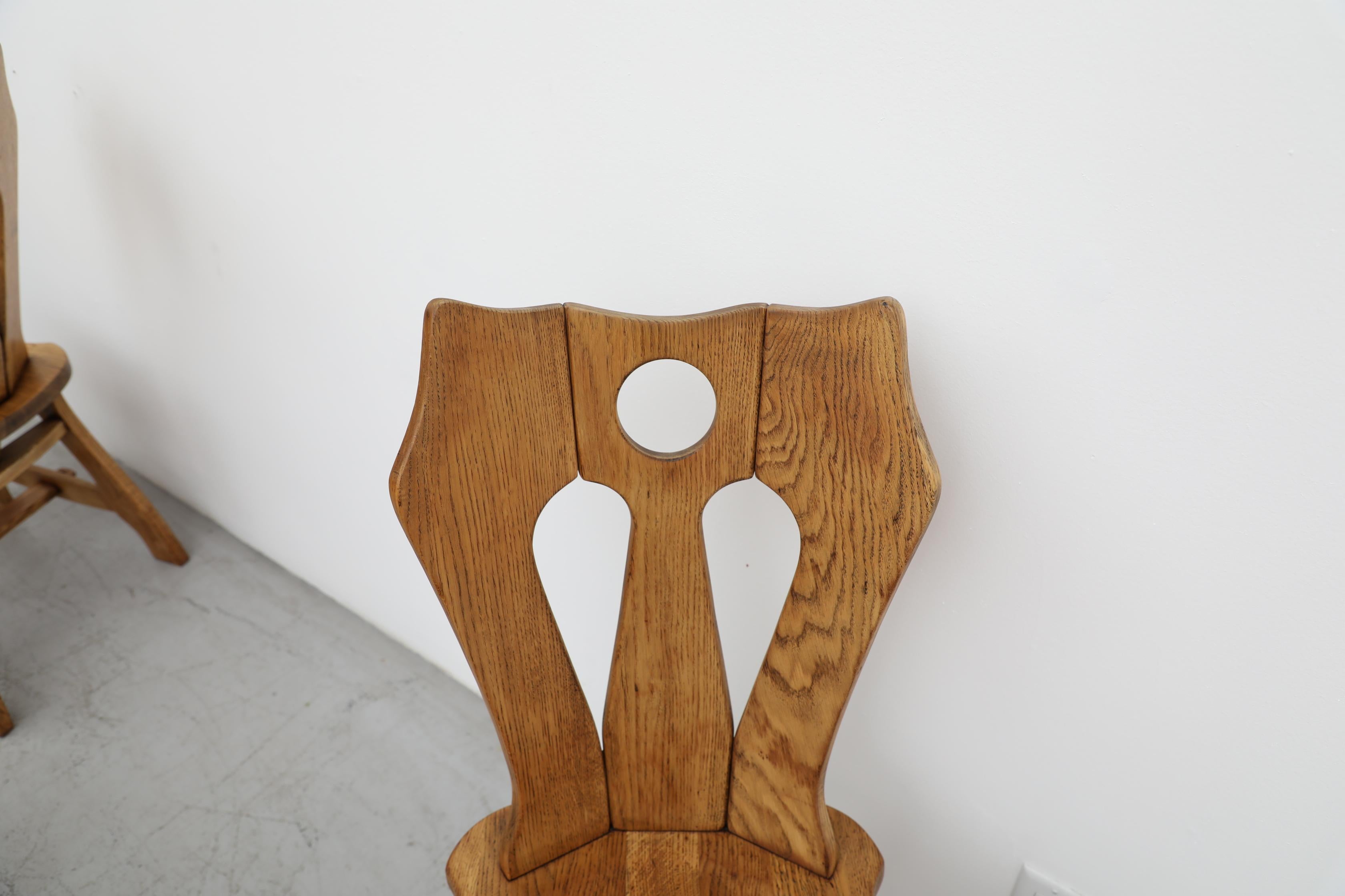 8 Stühle aus der Mitte des Jahrhunderts De Puydt Ornate Brutalist Oak Stühle 2