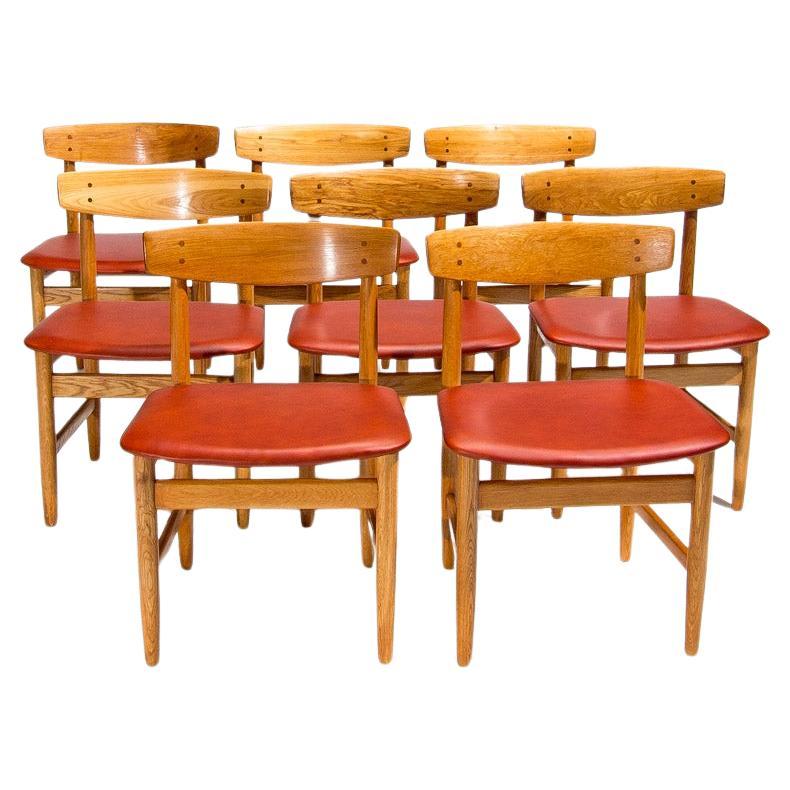 Set di 8 sedie da pranzo del Mid Century di Borg Mogensen, Svezia anni '50