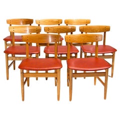 Set of 8 Mid Century Dining Chairs by Borge Mogensen, Swedish 1950’s
