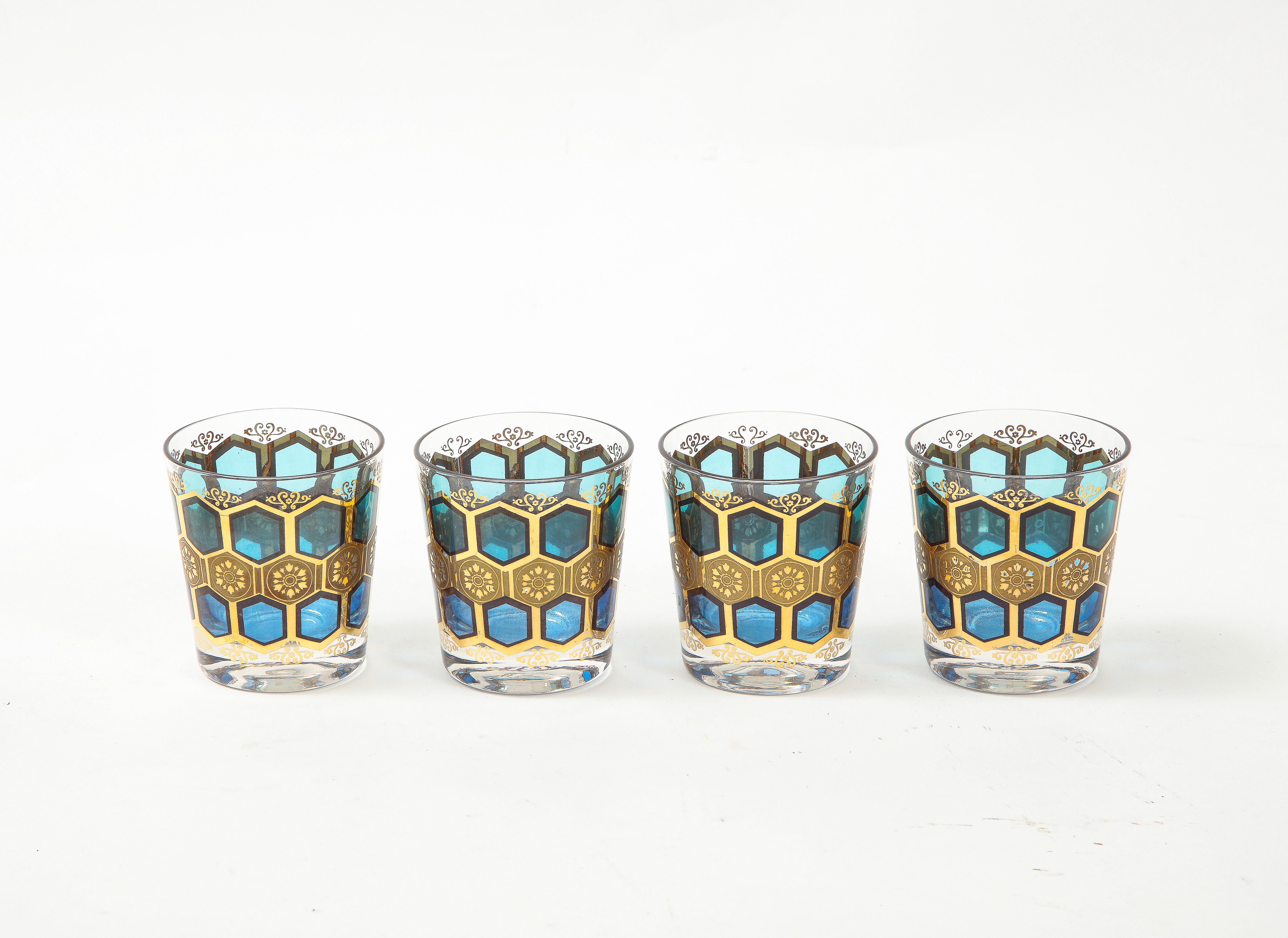 Mid-Century Modern Set of 8 Mid Century Gilt Rocks Glasses