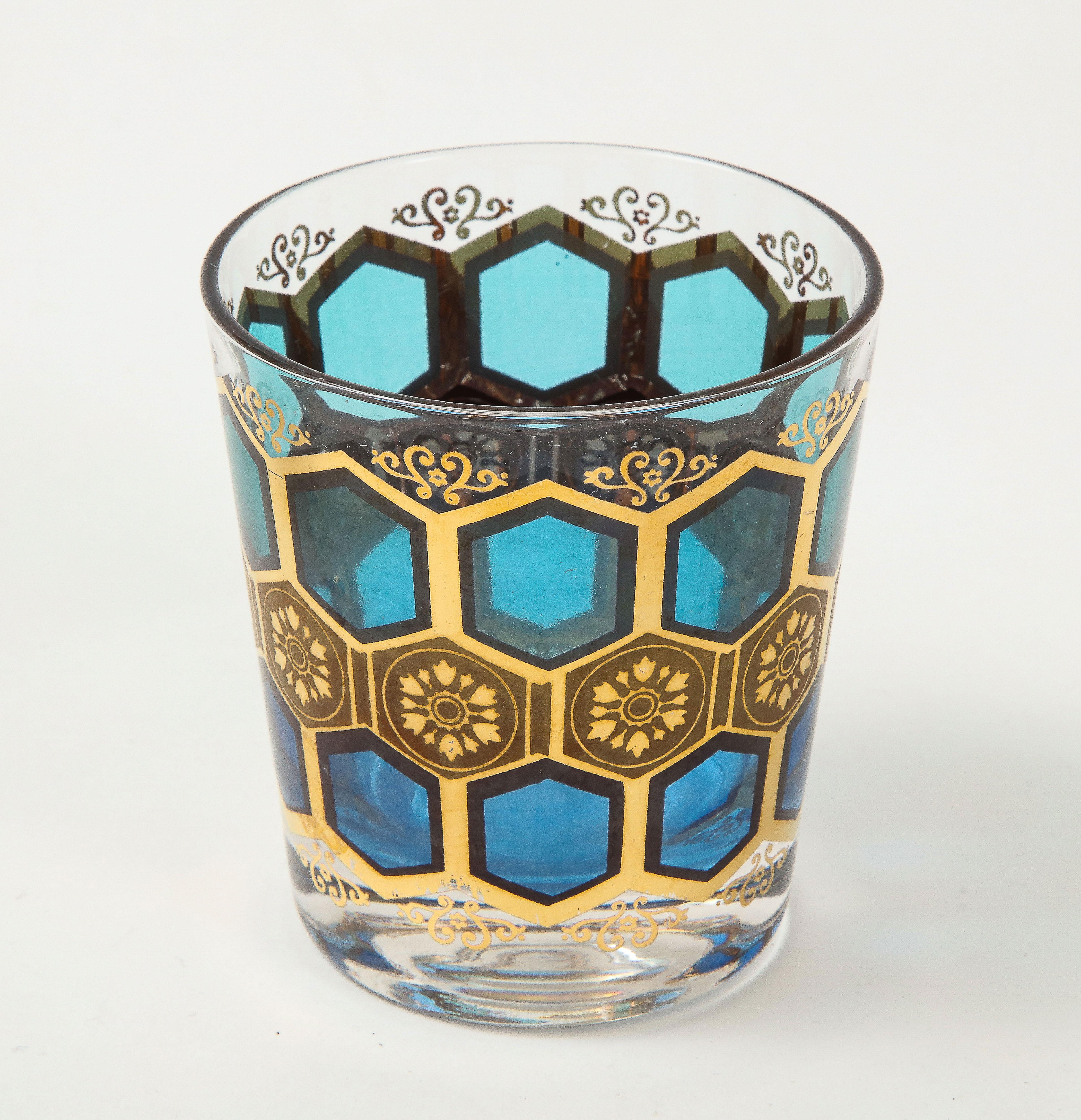 Set of 8 Mid Century Gilt Rocks Glasses In Excellent Condition In New York, NY