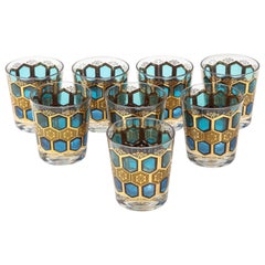 Set of 8 Mid Century Gilt Rocks Glasses