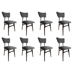 Set of 8 Mid-Century Grey Boucle Dining Chairs, 1960s