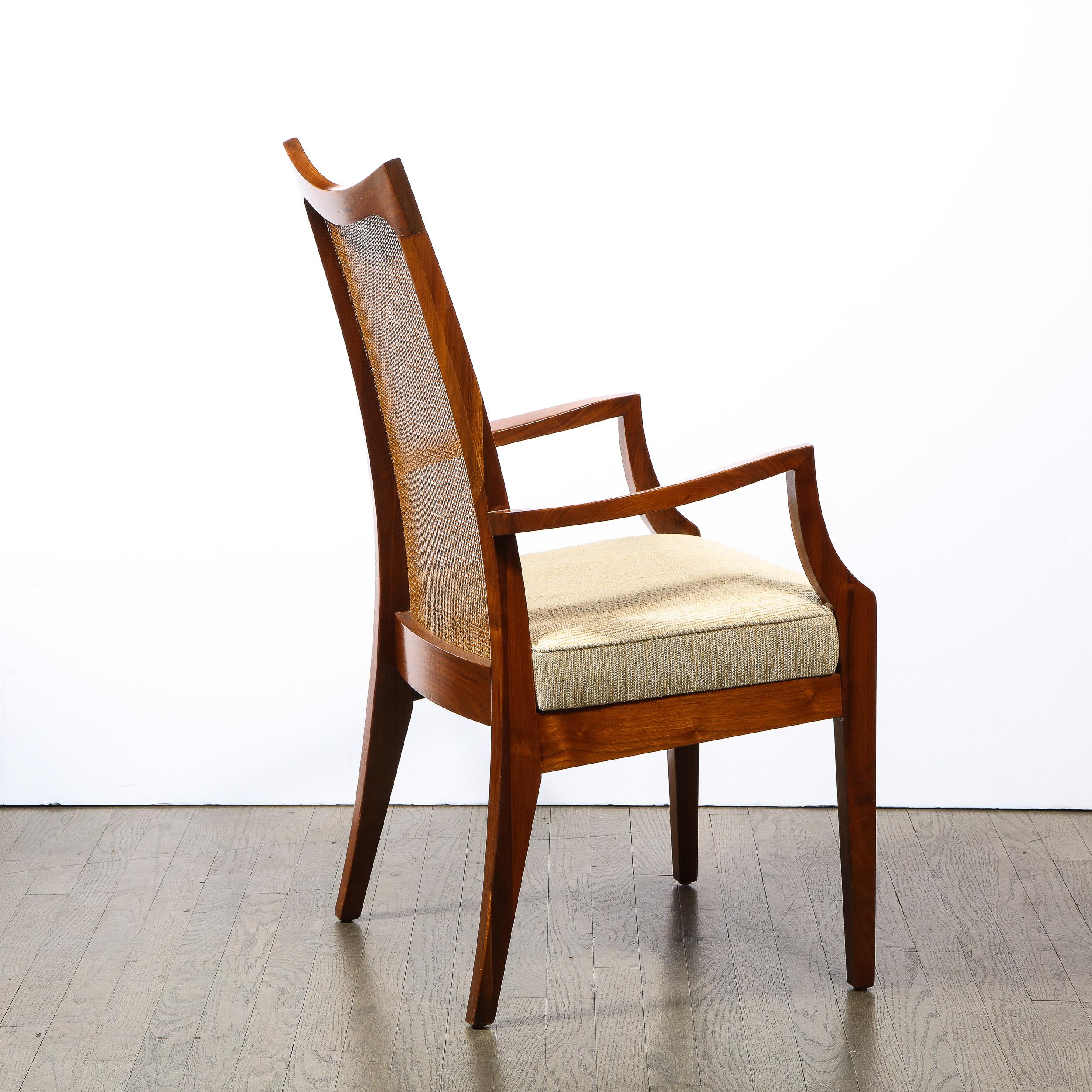 Set of 8 Mid Century Handrubbed Walnut & Cane Dining Chairs Signed John Stuart 5