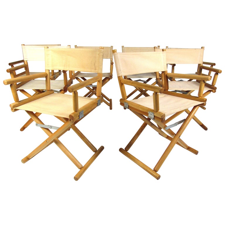 Set of 8 Midcentury Hard Wood Folding Chairs at 1stDibs