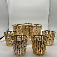 Set of 8 Mid-Century Imperial Glass Company Bamboo Rocks Glasses with 22K Gold