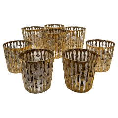 Set of 8 Mid-Century Imperial Glass Company Bamboo Rocks Glasses with 22K Gold
