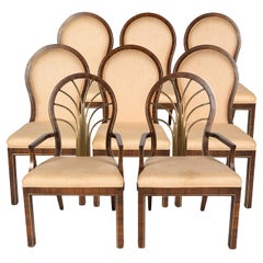 Set of 8 Mid-Century Mastercraft Brass & Wood Dining Chairs