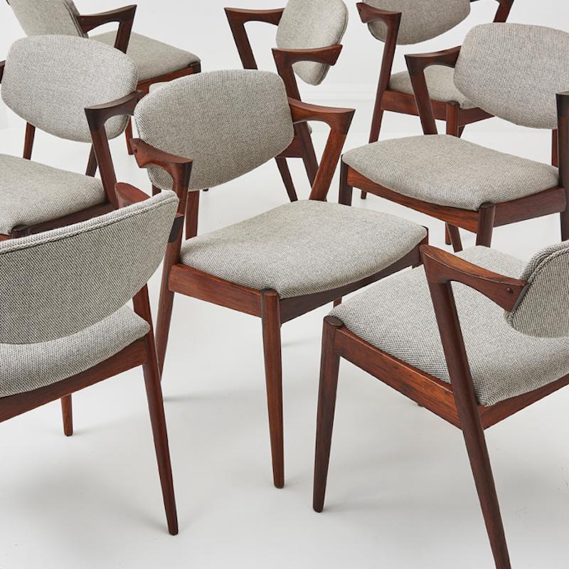 Set di 8 sedie da pranzo di metà secolo Model 42 Kai Kristiansen in legno di palissandro 4
