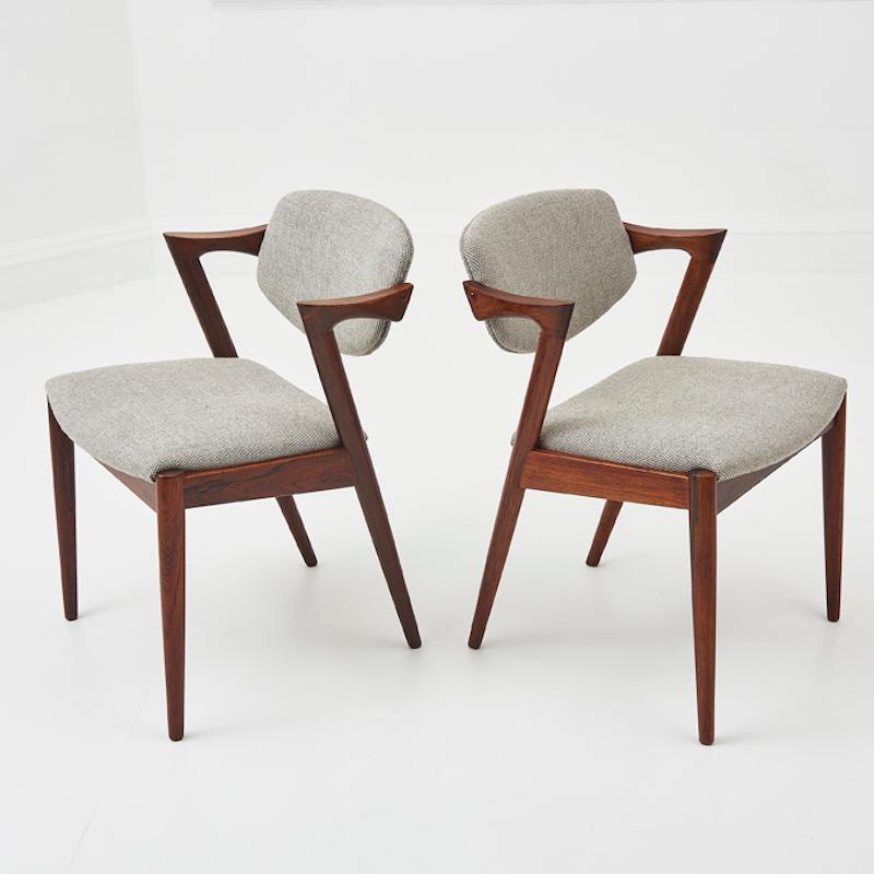 Danese Set di 8 sedie da pranzo di metà secolo Model 42 Kai Kristiansen in legno di palissandro
