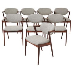 Set of 8 Mid century Model 42 Kai Kristiansen Rosewood dining chairs