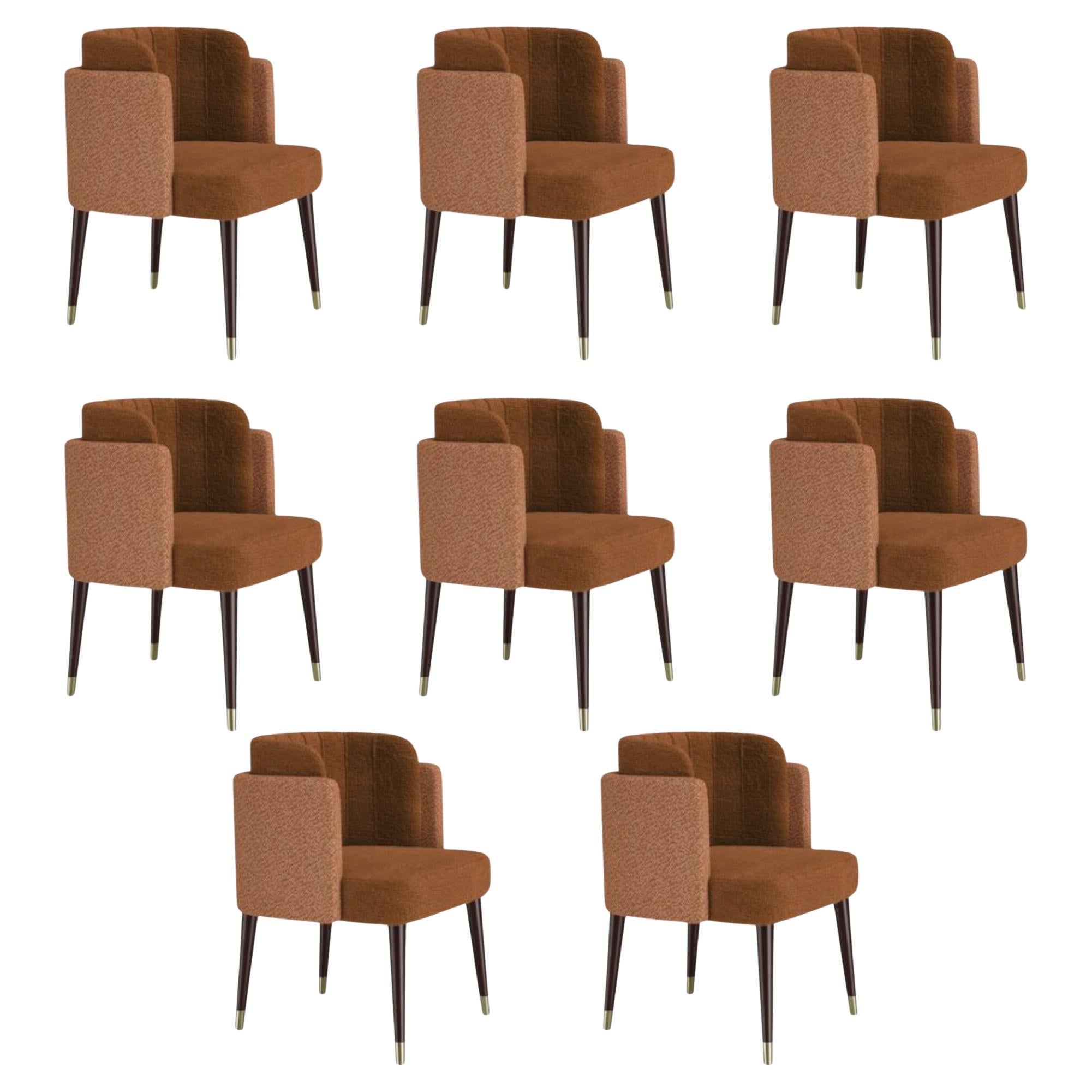 8er-Set Moderner Anita Esszimmerstuhl Wood Brass von Ottiu
