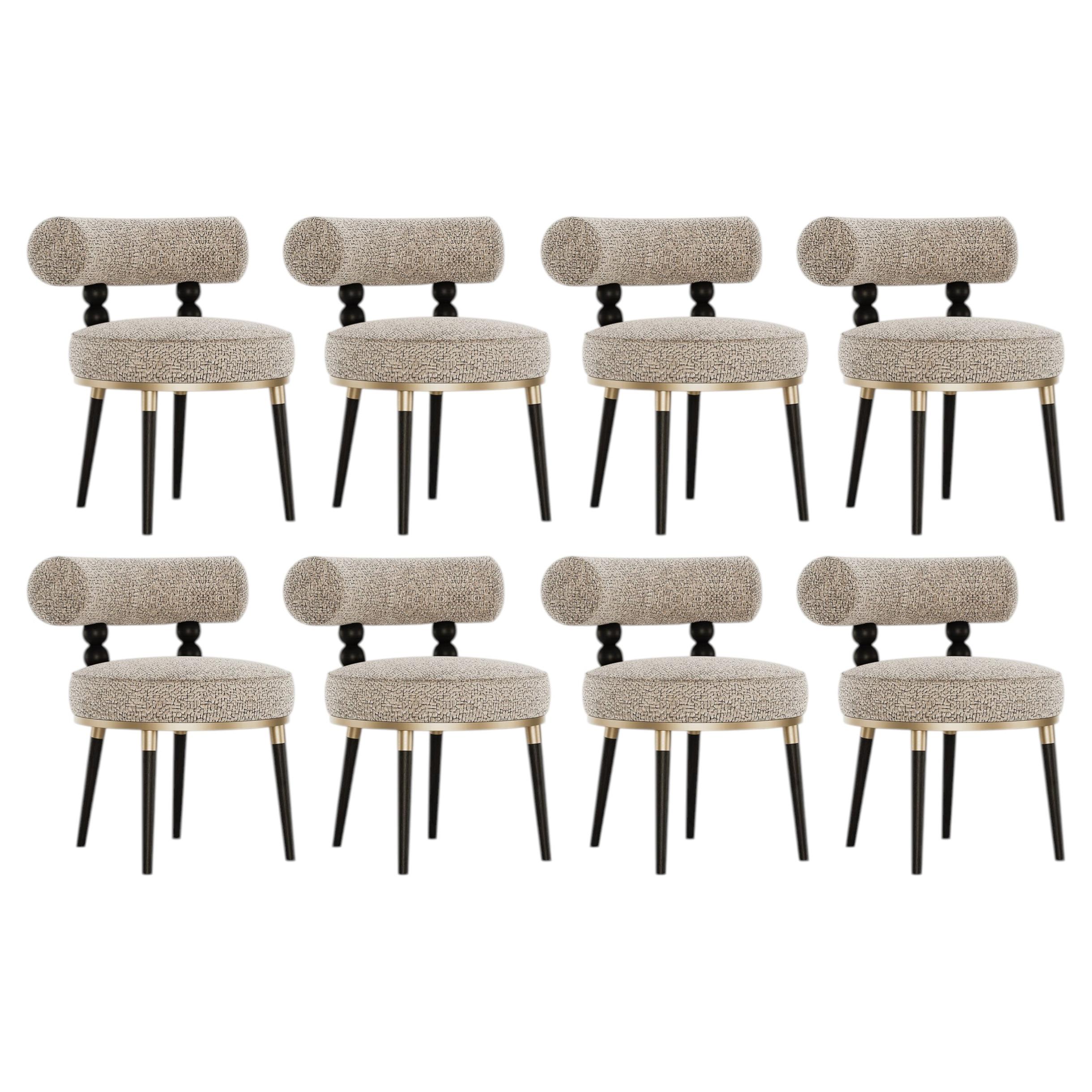 Juego de 8 Sillas Aretha Modernas de Mediados de Siglo de Mavo Atelier A, Hechas a Mano en Portugal en venta
