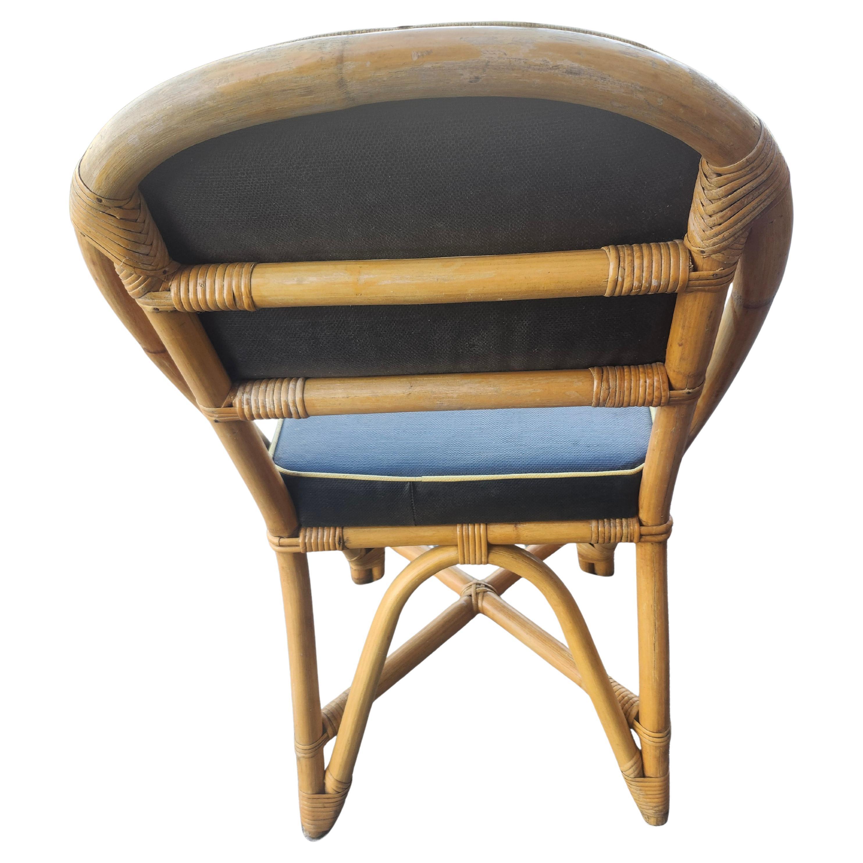 Satz von 8 Art-Deco-Bambus-Rattan-Esszimmerstühlen aus der Mitte des Jahrhunderts C1940 im Zustand „Gut“ im Angebot in Port Jervis, NY