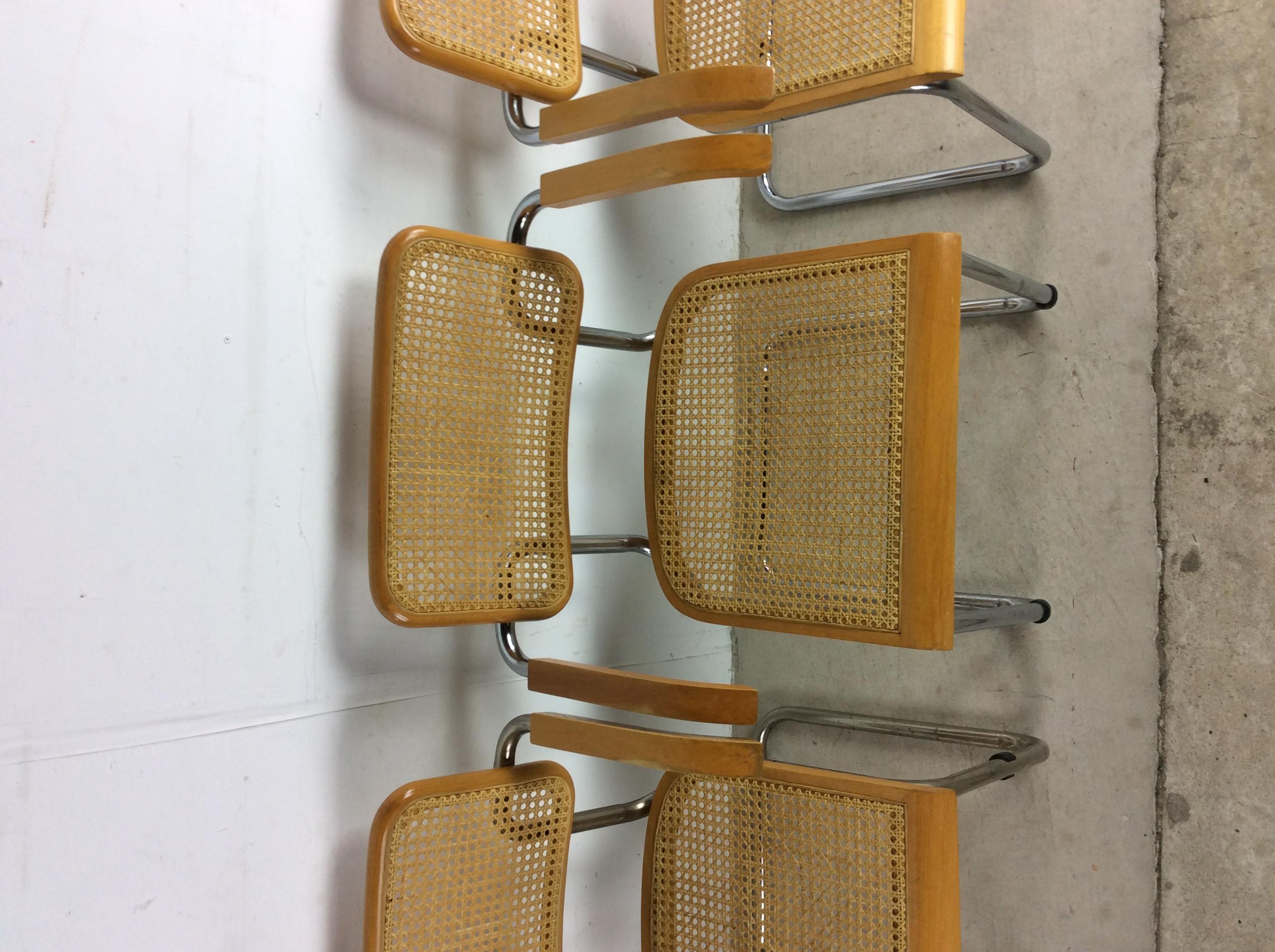 Set of 8 Mid Century Modern Cesca Dining Chairs In Excellent Condition In Freehold, NJ