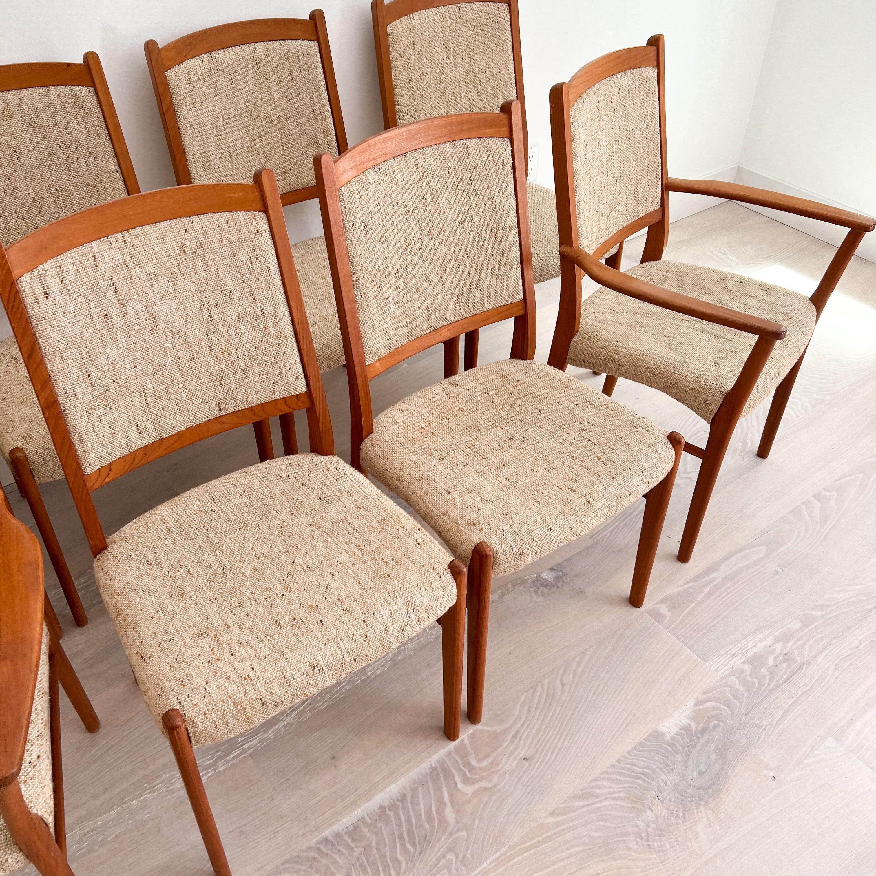 Late 20th Century Set of 8 Mid-Century Modern Danish Teak Dining Chairs