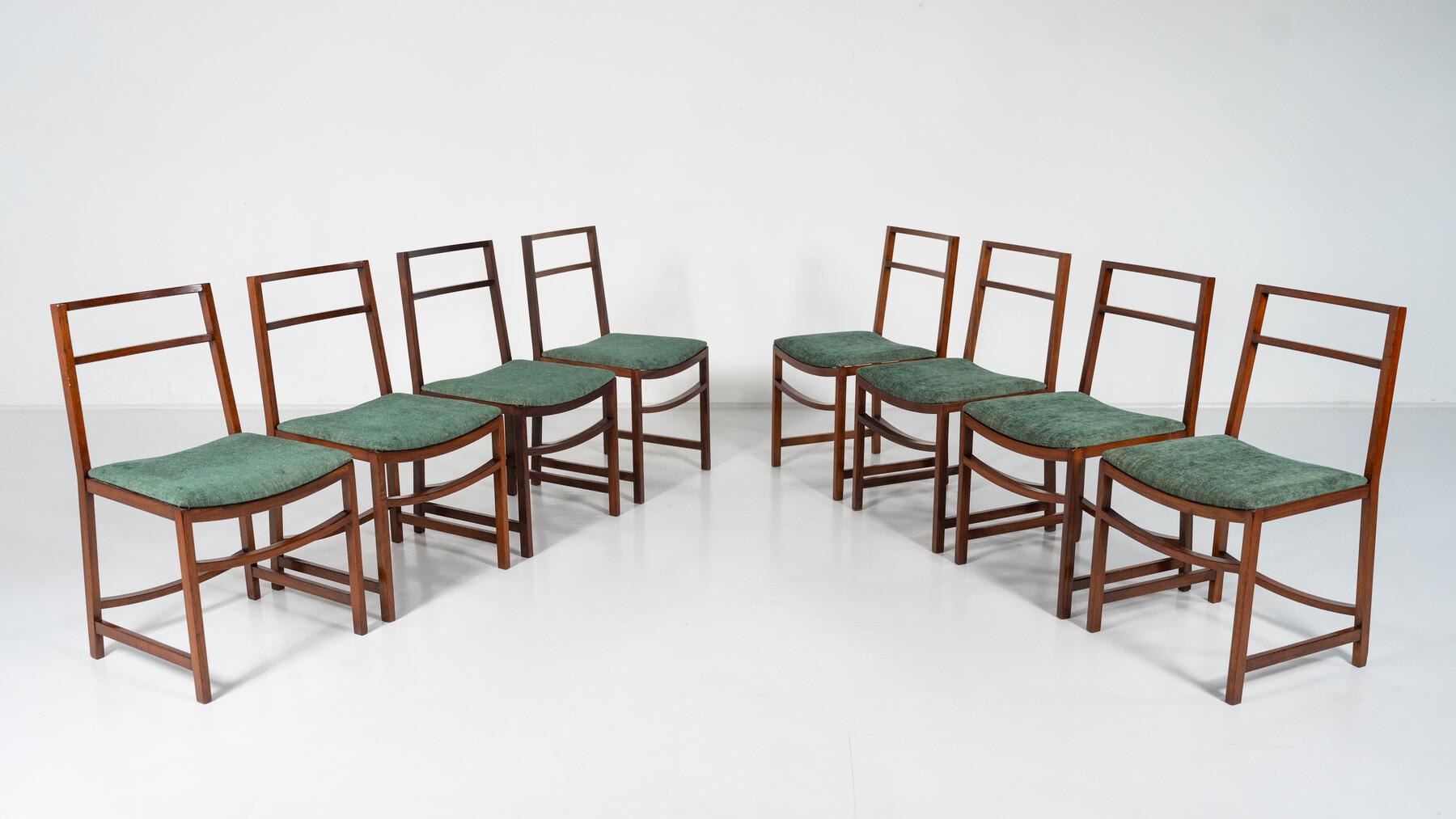 Satz von 8 modernen Esszimmerstühlen aus der Mitte des Jahrhunderts von Renato Venturi für MIM, 1950er Jahre (Mitte des 20. Jahrhunderts) im Angebot