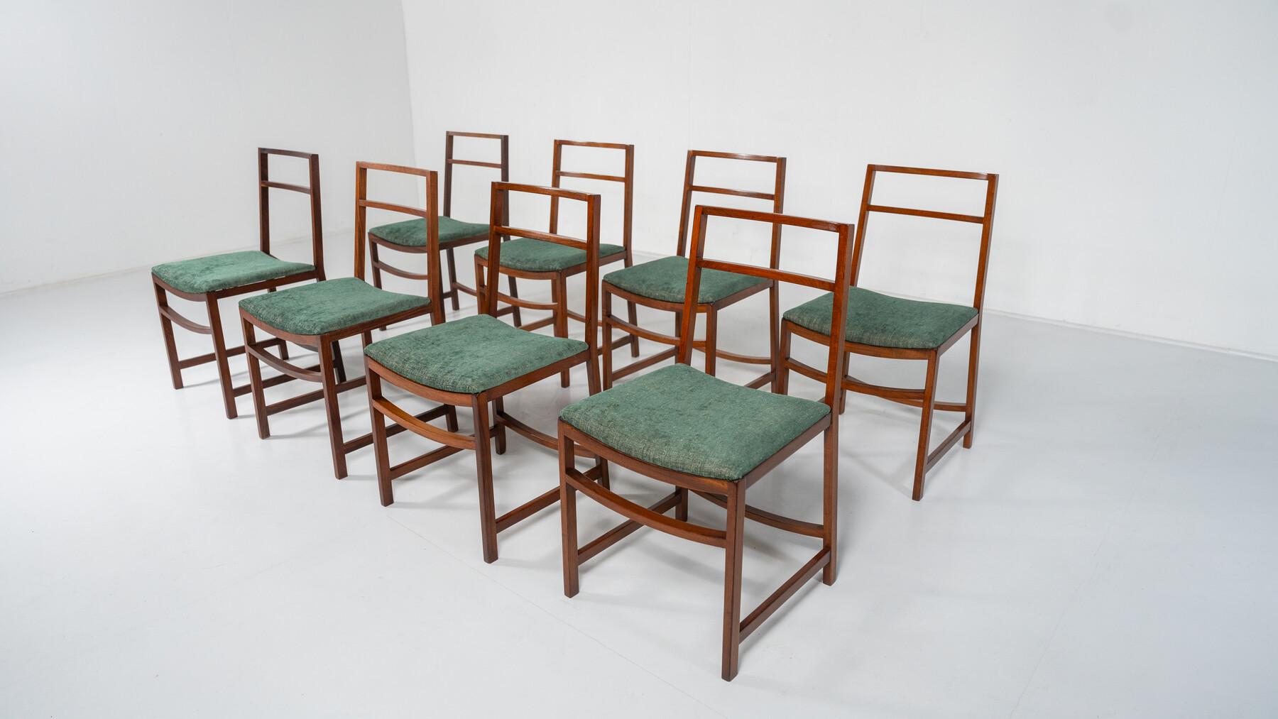 Satz von 8 modernen Esszimmerstühlen aus der Mitte des Jahrhunderts von Renato Venturi für MIM, 1950er Jahre im Angebot 2