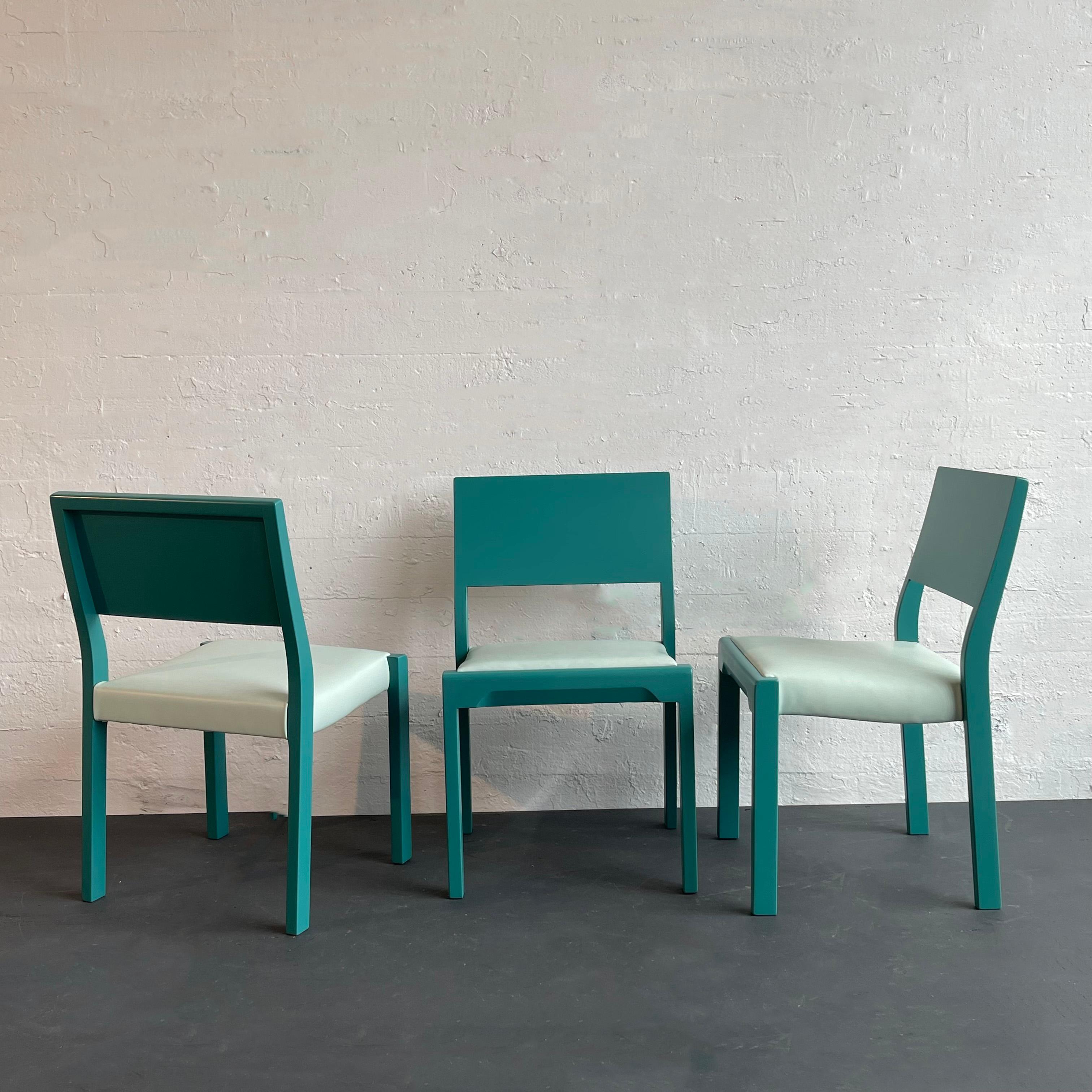 Leather Set Of 8 Mid-Century Modern Dining Chairs By Thonet For Sale