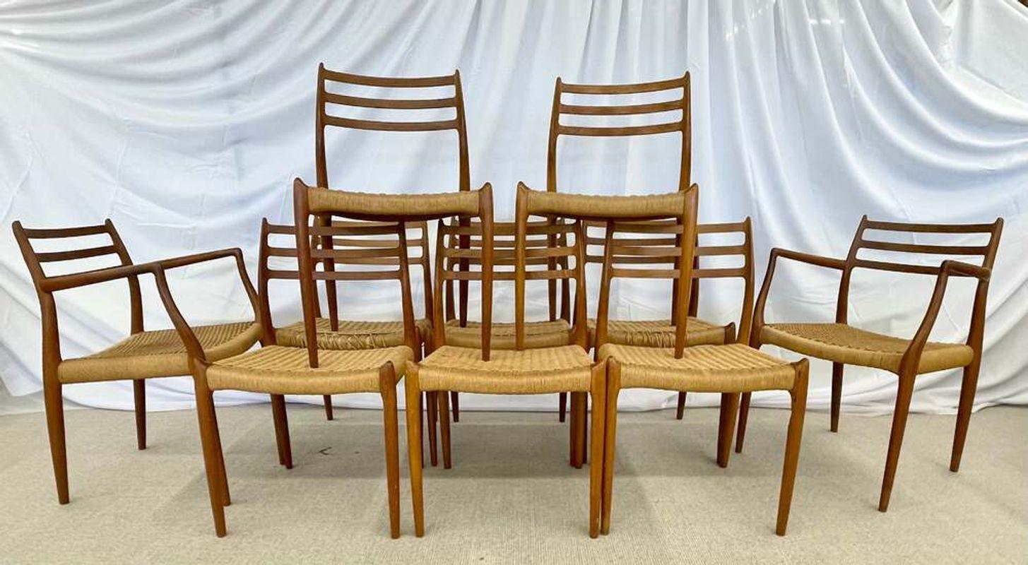 Set of 8 Mid-Century Modern Dining Chairs, Danish, Niels Moller, 1950s For Sale 13