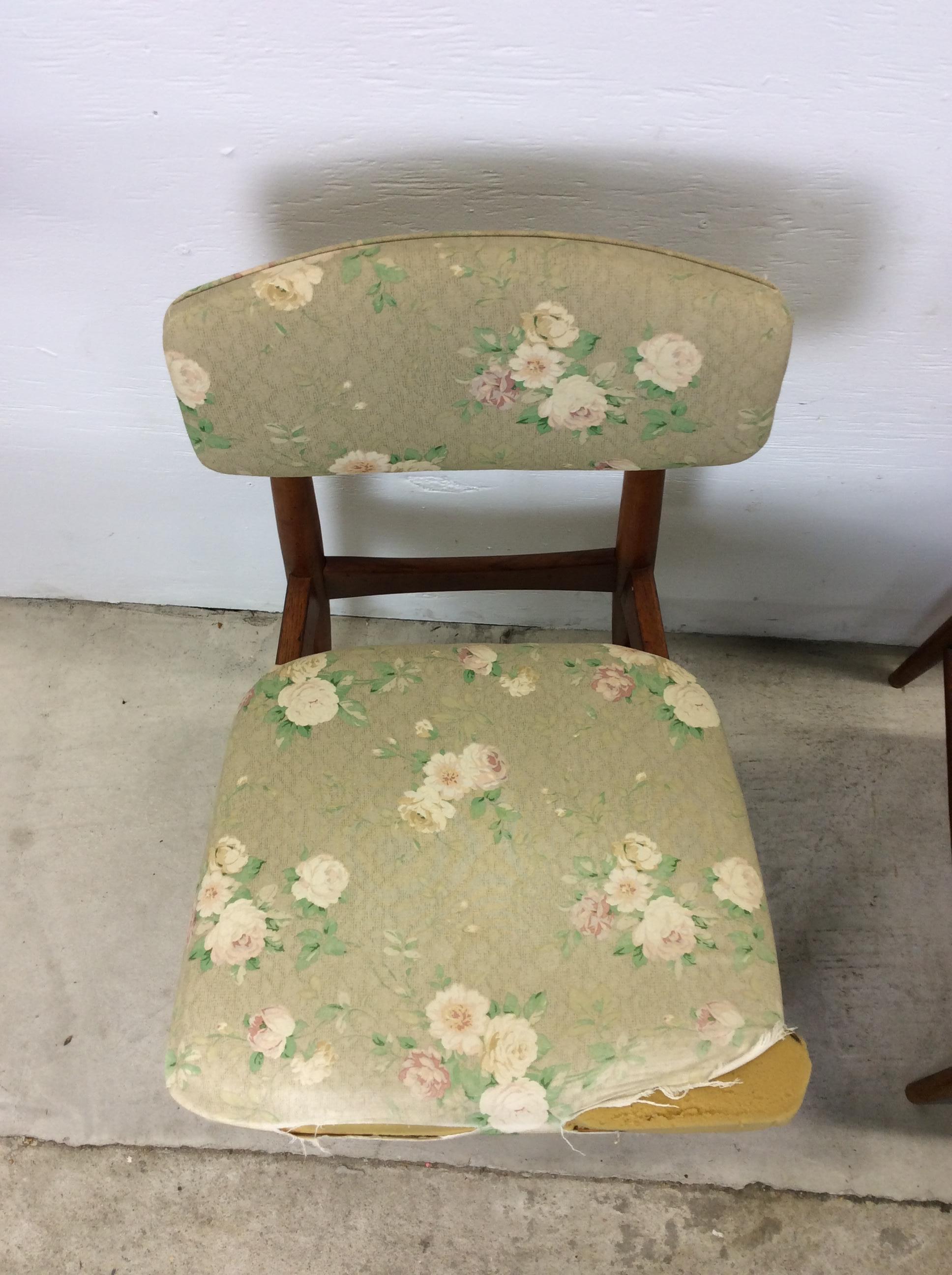 Set of 8 Mid Century Modern Dining Room Chairs with Vintage Upholstery 4
