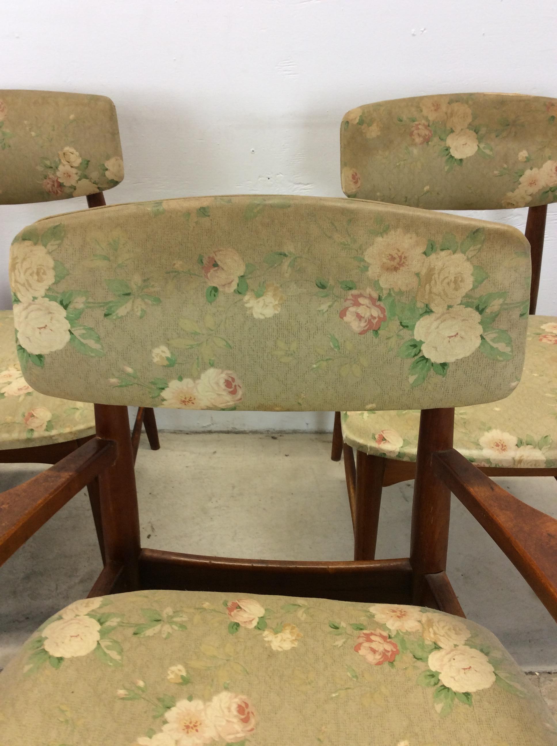 Ensemble de 8 chaises de salle à manger modernes du milieu du siècle dernier avec tapisserie vintage en vente 8