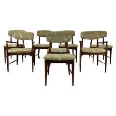 Set of 8 Mid Century Modern Dining Room Chairs with Vintage Upholstery