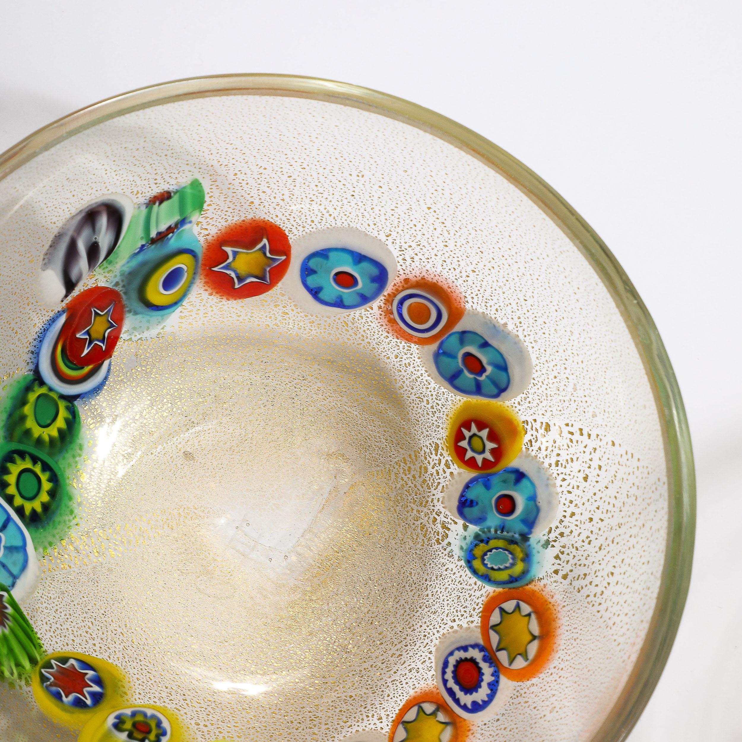 Ensemble de 8 bols millifiori de Murano soufflés à la main et or 24 carats, de style mi-siècle moderne en vente 2