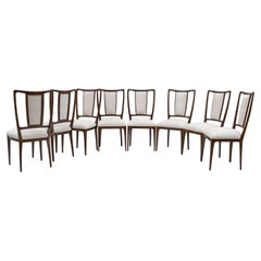 Set di 8 sedie da pranzo Osvaldo Borsani, anni '50, in Bouclè italiano di metà secolo