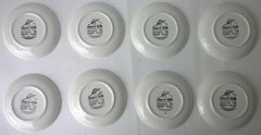 Set of 8 Gold, White & Black Fornasetti "Musicalia" Cocktail Porcelain Coasters