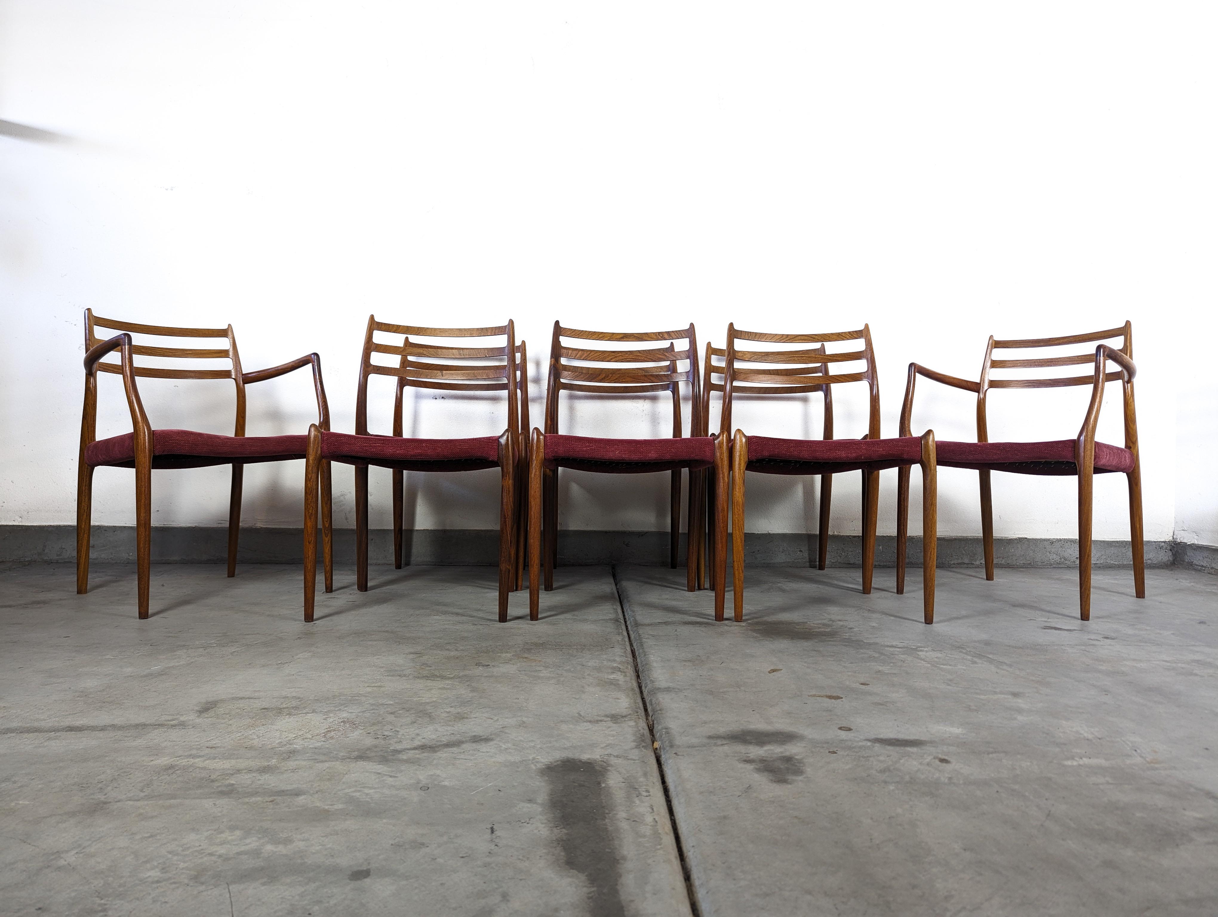 Set of 8 Mid Century Modern Model 62 & 78 Rosewood Dining Chairs by J. L. Møller For Sale 5