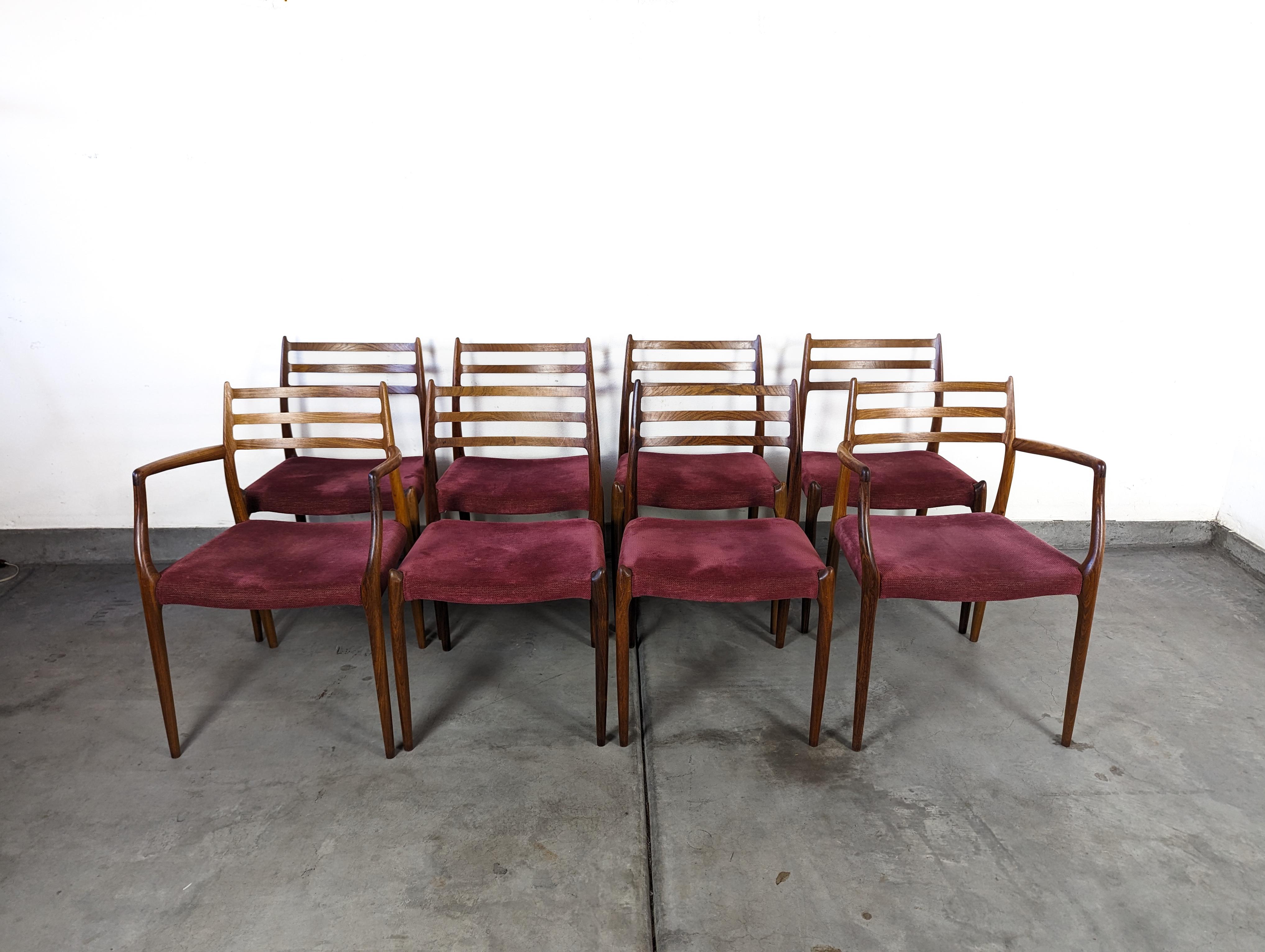 Set of 8 Mid Century Modern Model 62 & 78 Rosewood Dining Chairs by J. L. Møller For Sale 6
