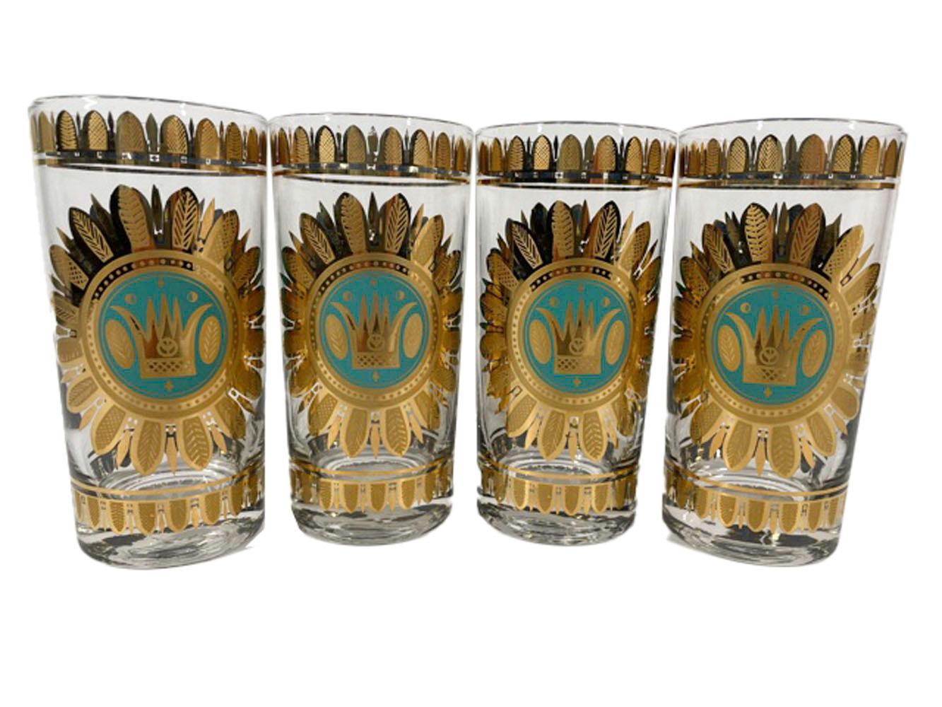 Ensemble de 8 verres à long boule Regalia de style mi-siècle moderne conçus par Georges Briard  Bon état - En vente à Nantucket, MA