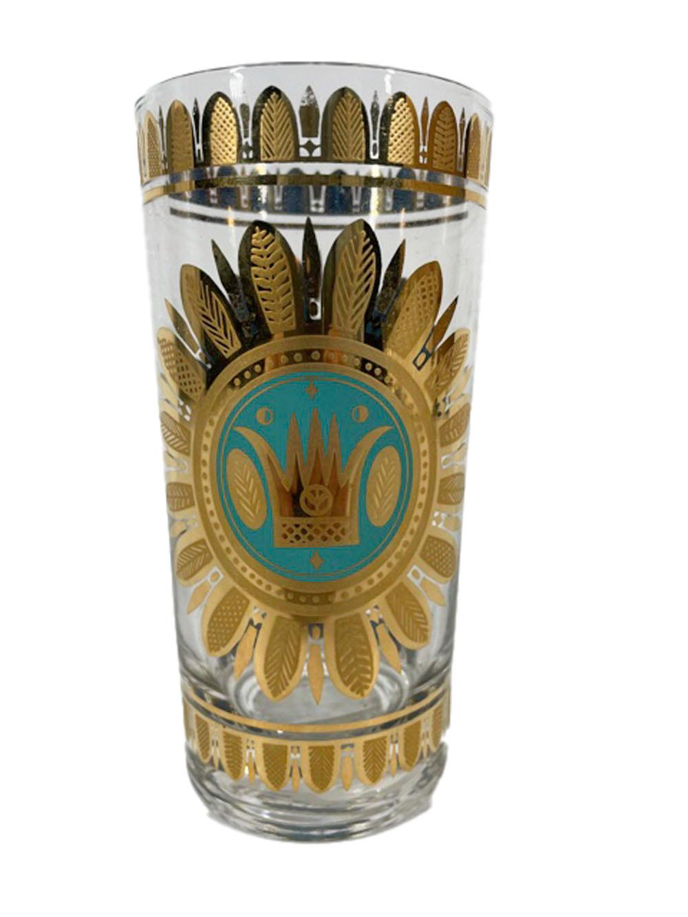20th Century Set of 8 Mid-Century Modern Regalia Highball Glasses Designed by Georges Briard  For Sale