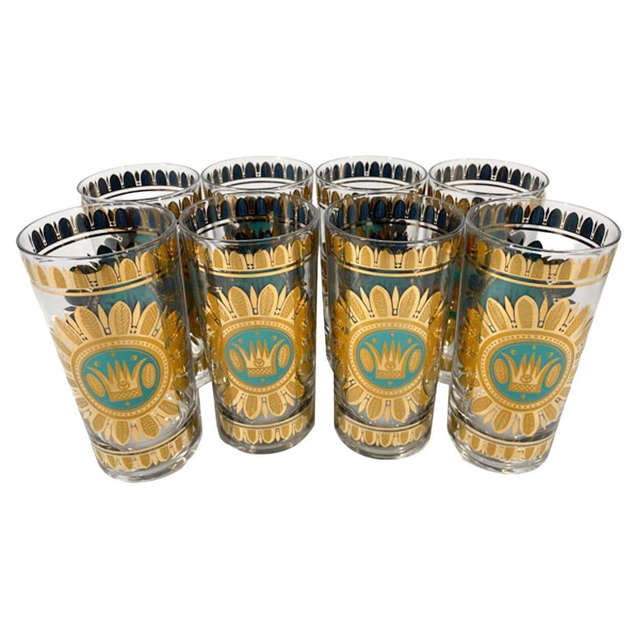 Set of 8 MidCentury Modern Regalia Highball Glasses Designed by