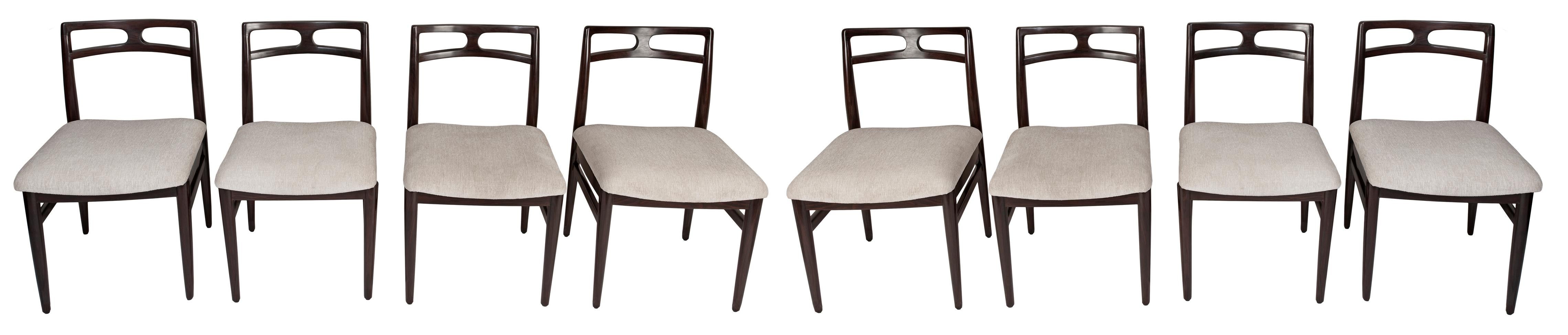Set of 8 Mid-Century Modern Rosewood Dining Chairs by Johannes Andersen, Denmark In Good Condition In Nantucket, MA