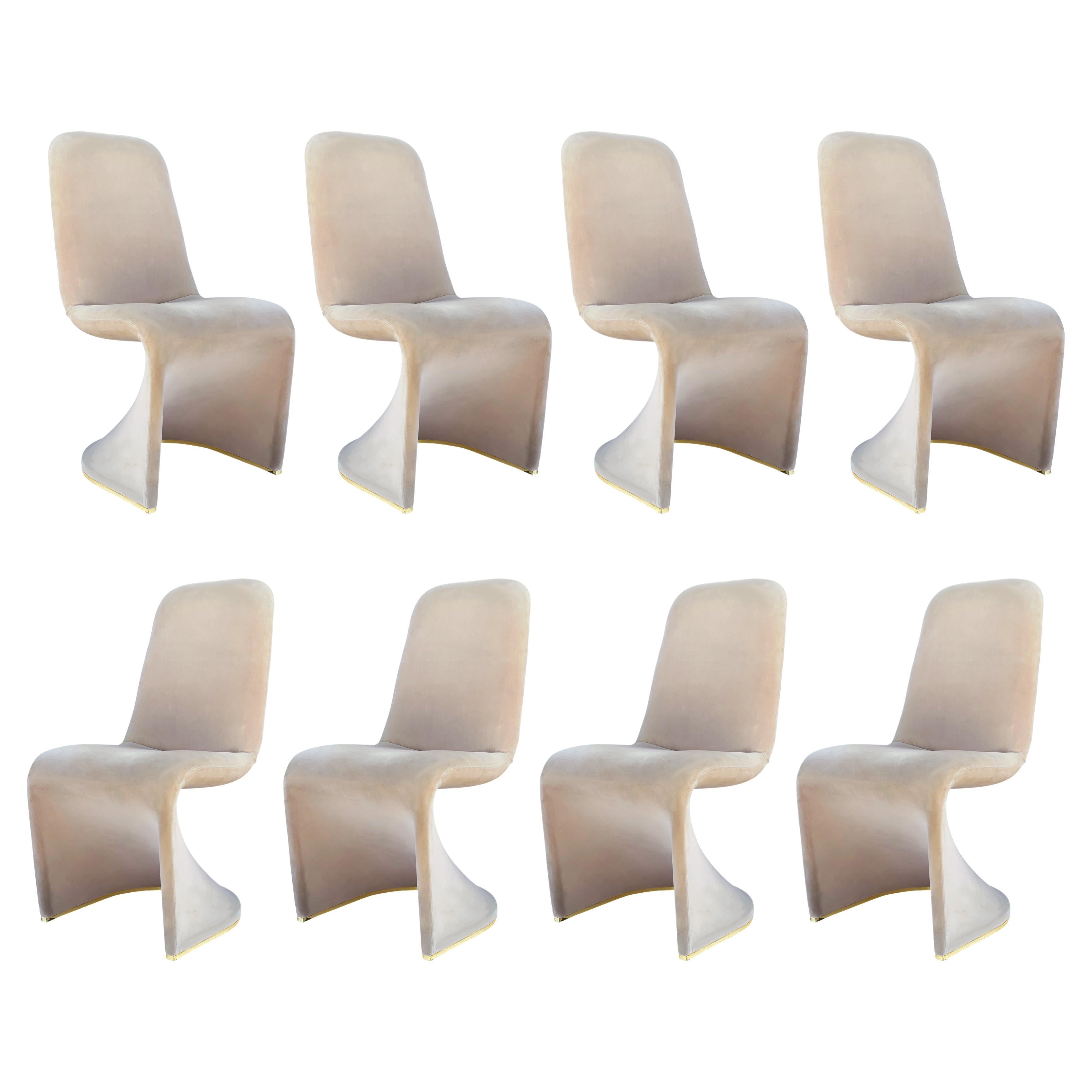 Set of 8 Mid Century Modern Sculptural Brass Dining Chairs After Verner Panton