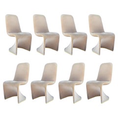 Set of 8 Mid Century Modern Sculptural Brass Dining Chairs After Verner Panton