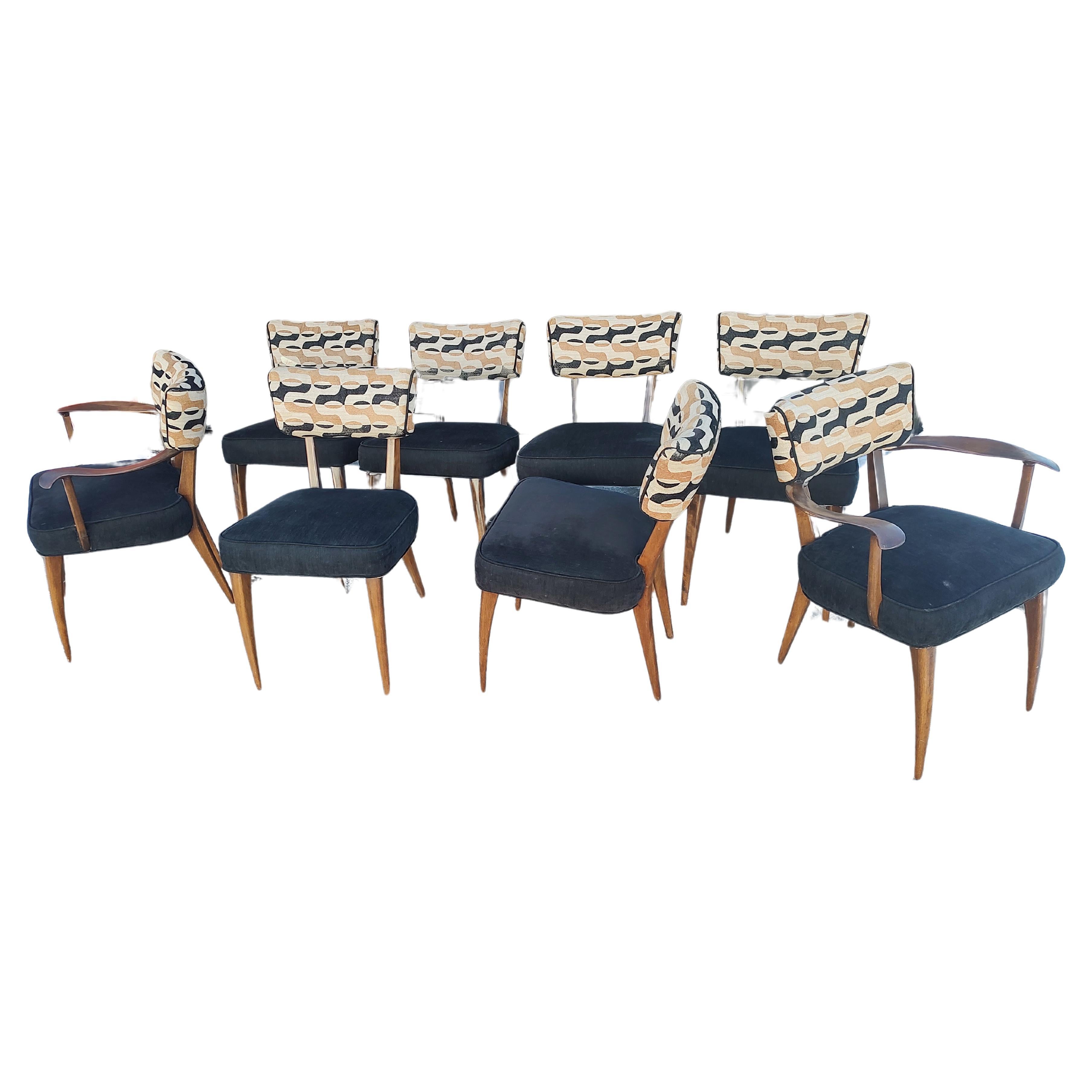 Ensemble de 8 chaises de salle à manger italiennes tapissées, sculpturales et modernes du milieu du siècle dernier  en vente 6