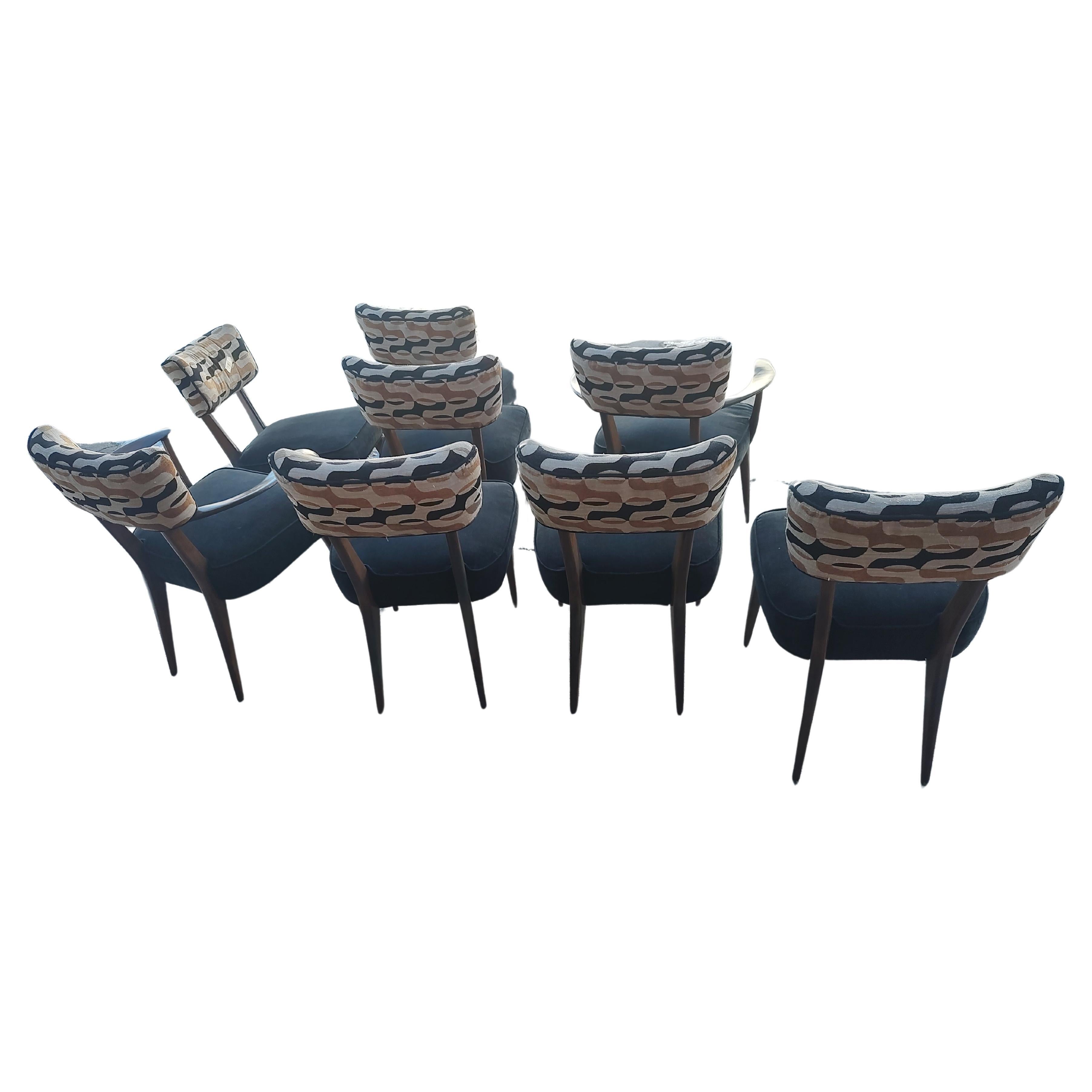 Mid-Century Modern Ensemble de 8 chaises de salle à manger italiennes tapissées, sculpturales et modernes du milieu du siècle dernier  en vente