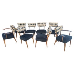 Set of 8 Mid Century Modern Sculptural Upholstered Italian Form Dining Chairs 