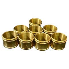 Set of 8 Mid Century Modern Solid Polished Brass Napkin Rings