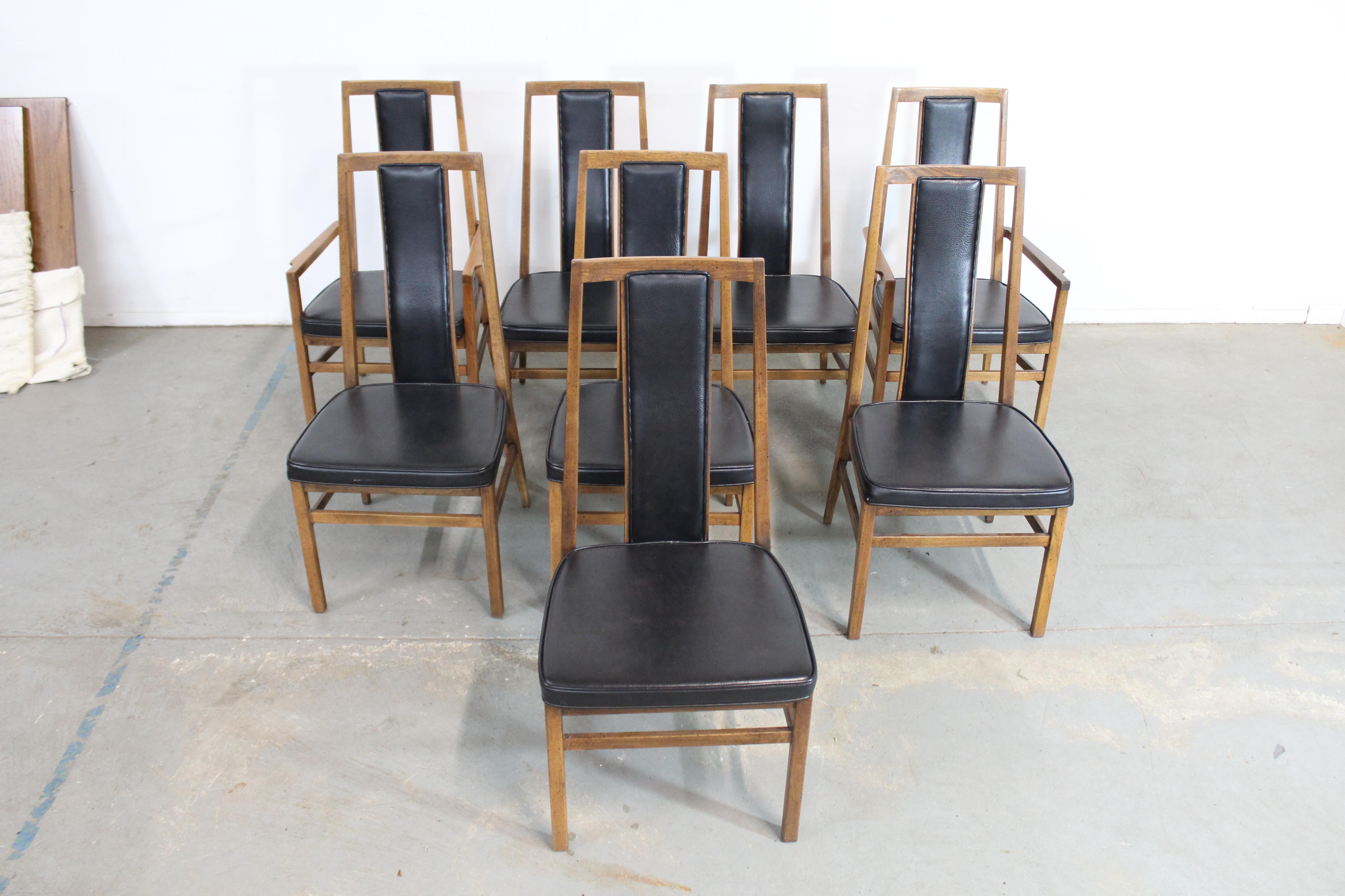 Set of 8 Mid-Century Modern Tall Back Dining Chairs by Founders 10