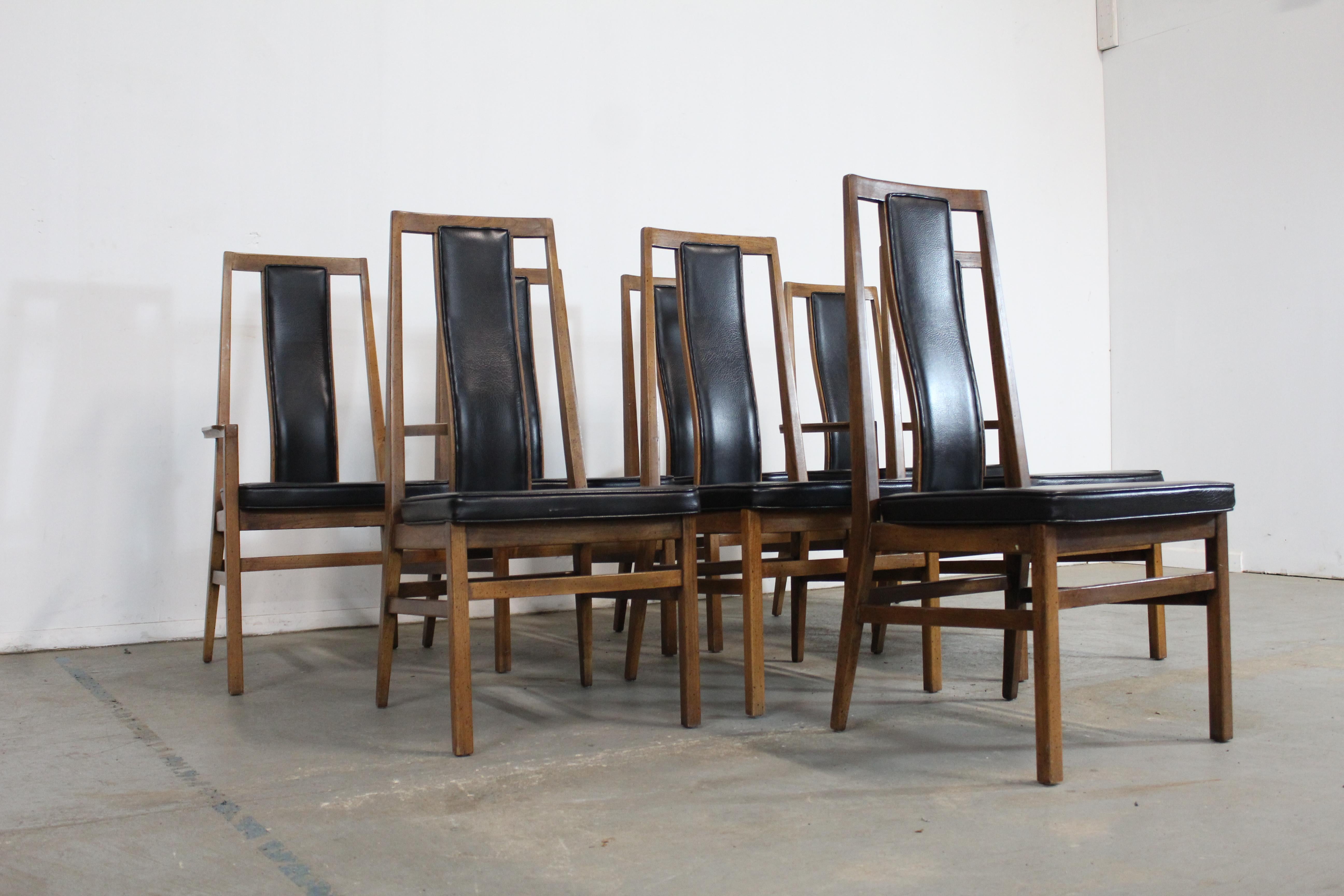 North American Set of 8 Mid-Century Modern Tall Back Dining Chairs by Founders