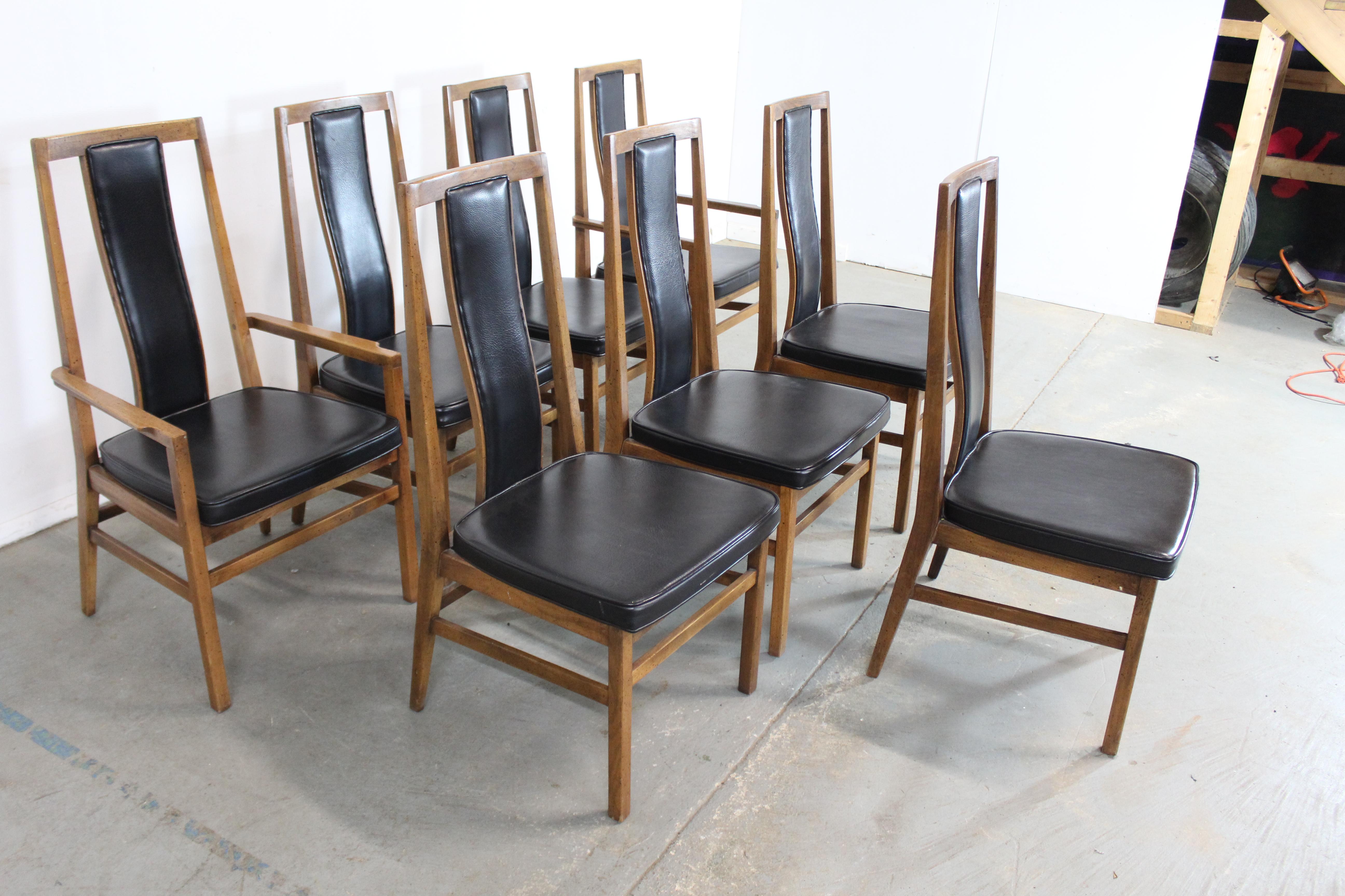 Fruitwood Set of 8 Mid-Century Modern Tall Back Dining Chairs by Founders